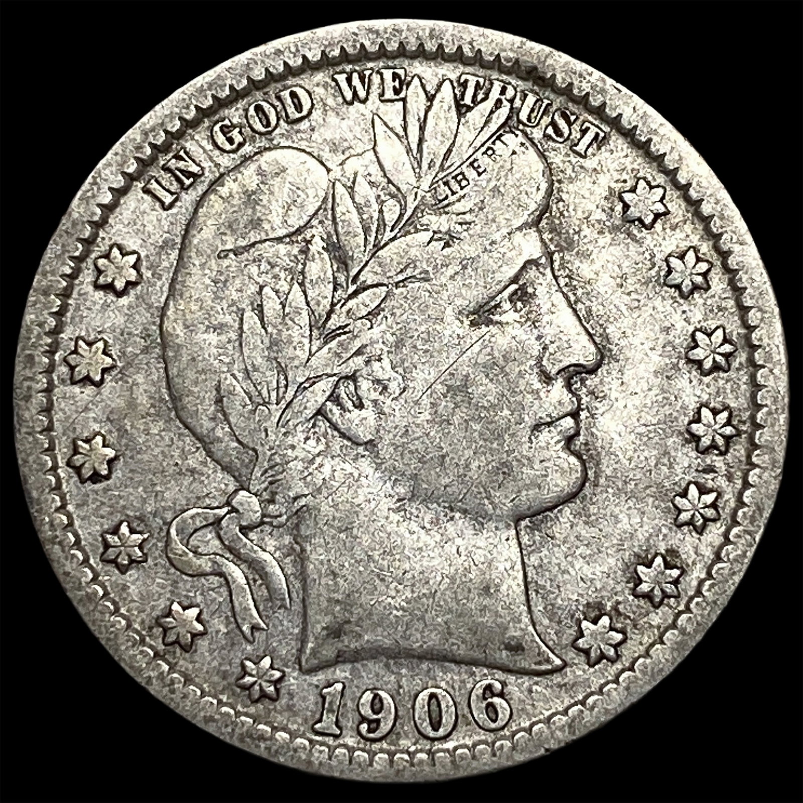 1906 Barber Silver Quarter NEARLY UNCIRCULATED: 1906 Barber Silver Quarter NEARLY UNCIRCULATED