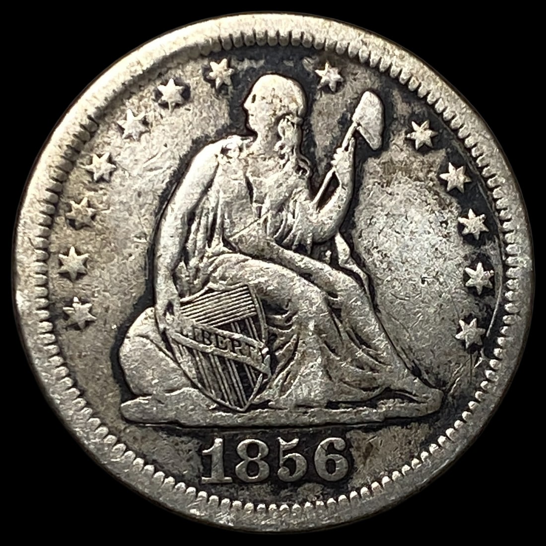 1856 Seated Liberty Quarter NEARLY UNCIRCULATED (1 of 2)