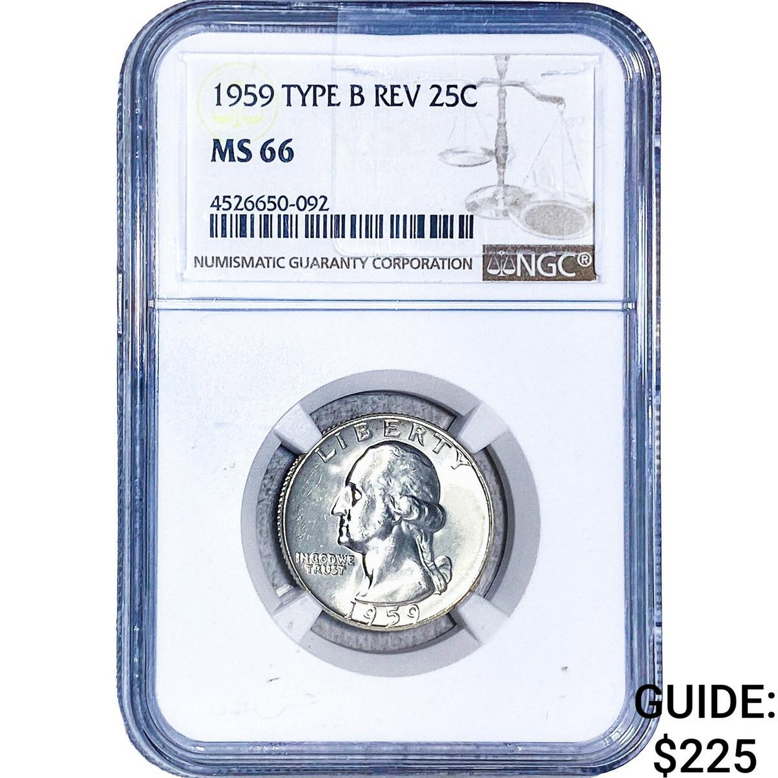 1959 Washington Silver Quarter NGC MS66 Type B Rev. (1 of 2)
