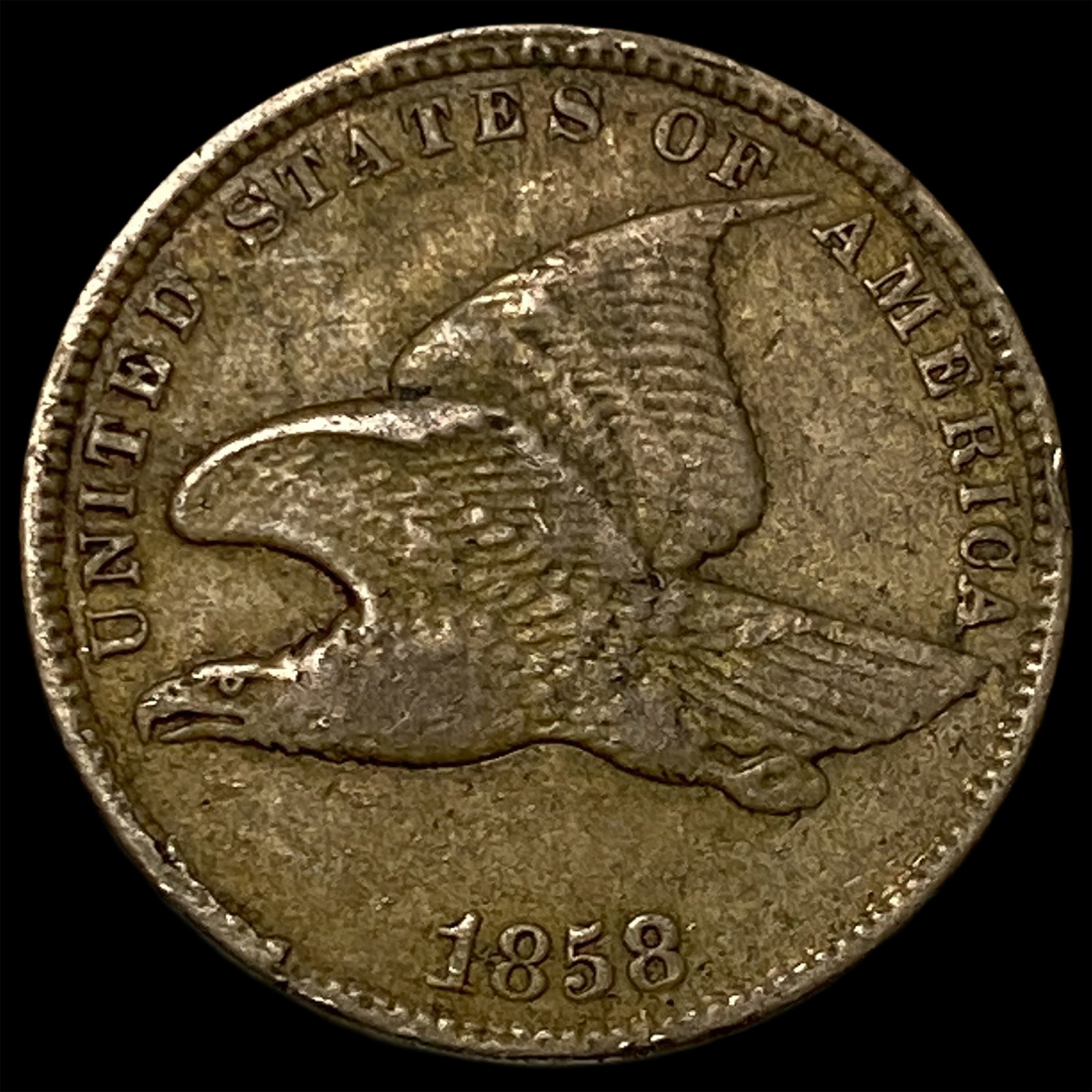 1858 Copper-Nickel Flying Eagle Cent NEARLY UNCIRCULATED: 1858 Copper-Nickel Flying Eagle Cent NEARLY UNCIRCULATED