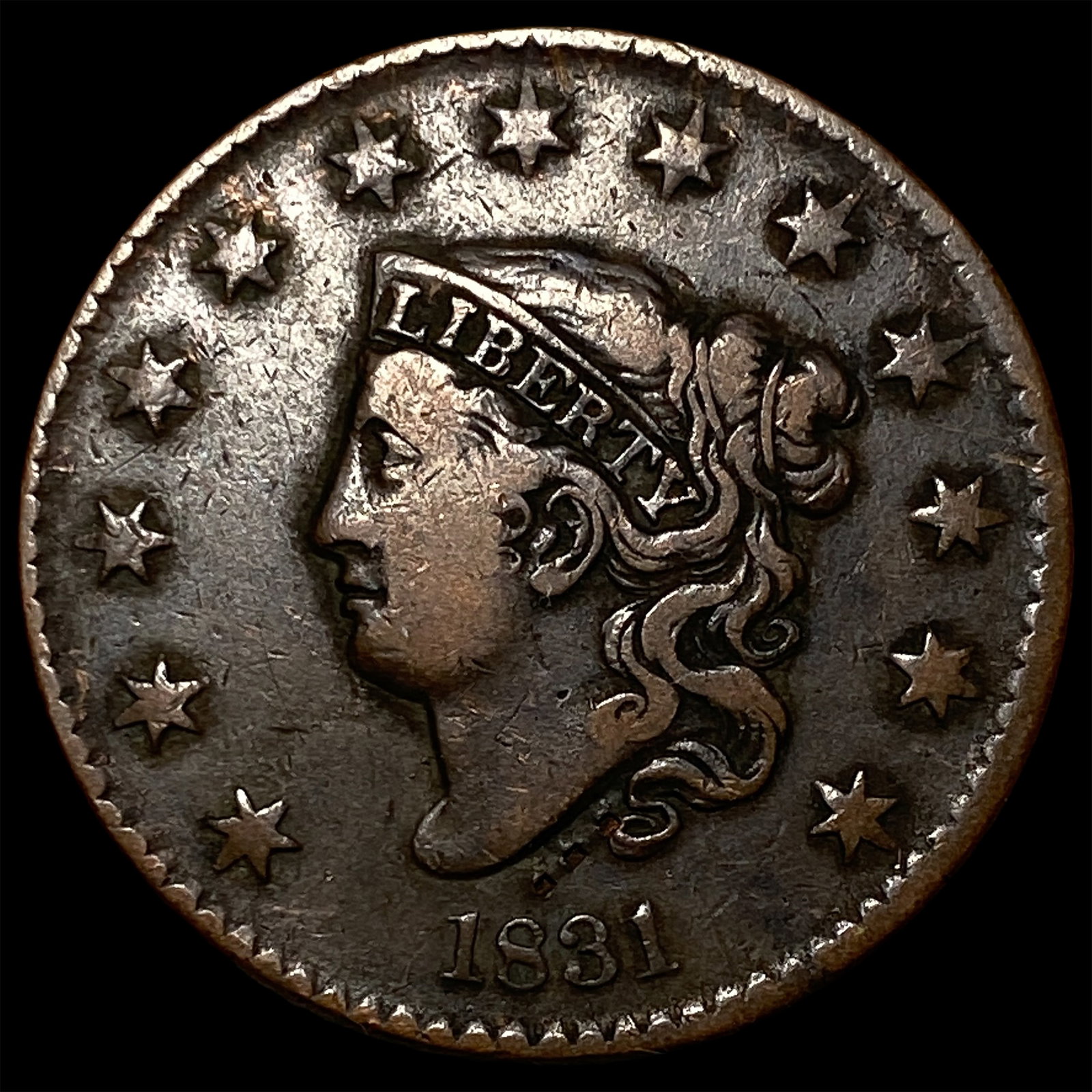 1831 Coronet Head Large Cent NEARLY UNCIRCULATED: 1831 Coronet Head Large Cent NEARLY UNCIRCULATED