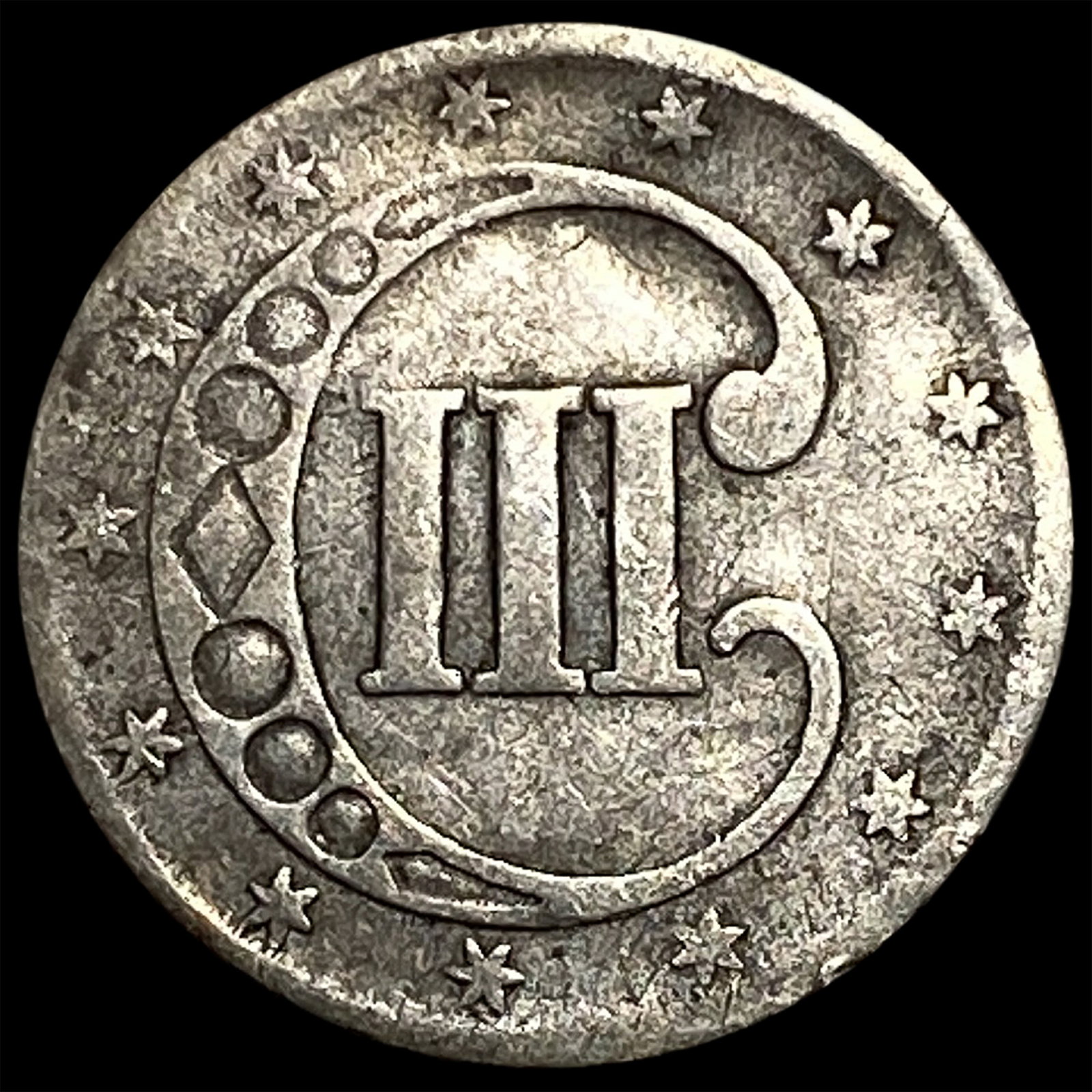 Silver 1872 Three-Cent Piece LIGHTLY CIRCULATED - 2