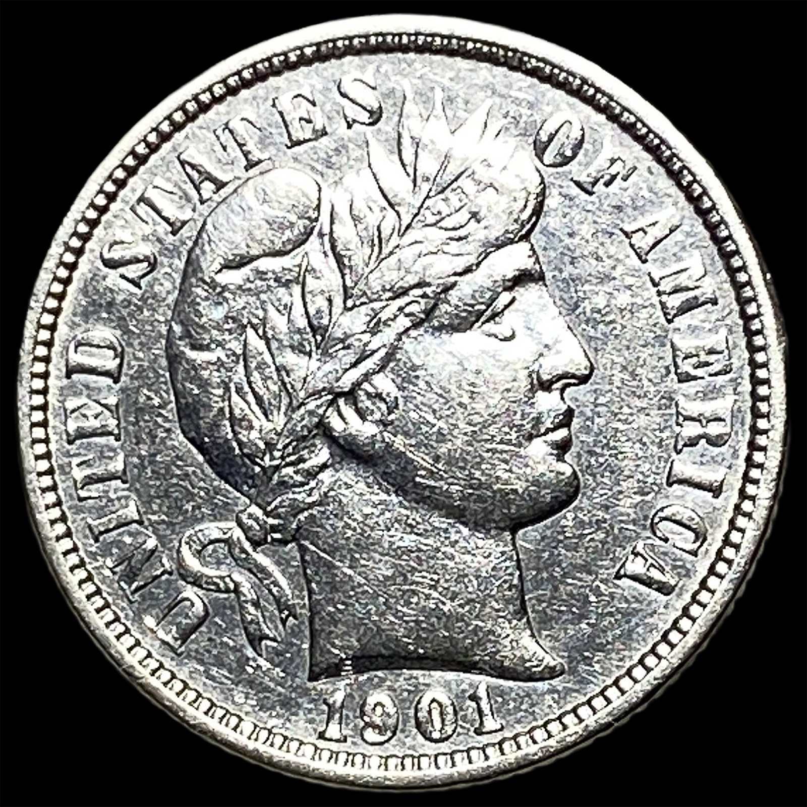 1901-O Silver Barber Dime CHOICE AU: 1901-O Silver Barber Dime CHOICE AU