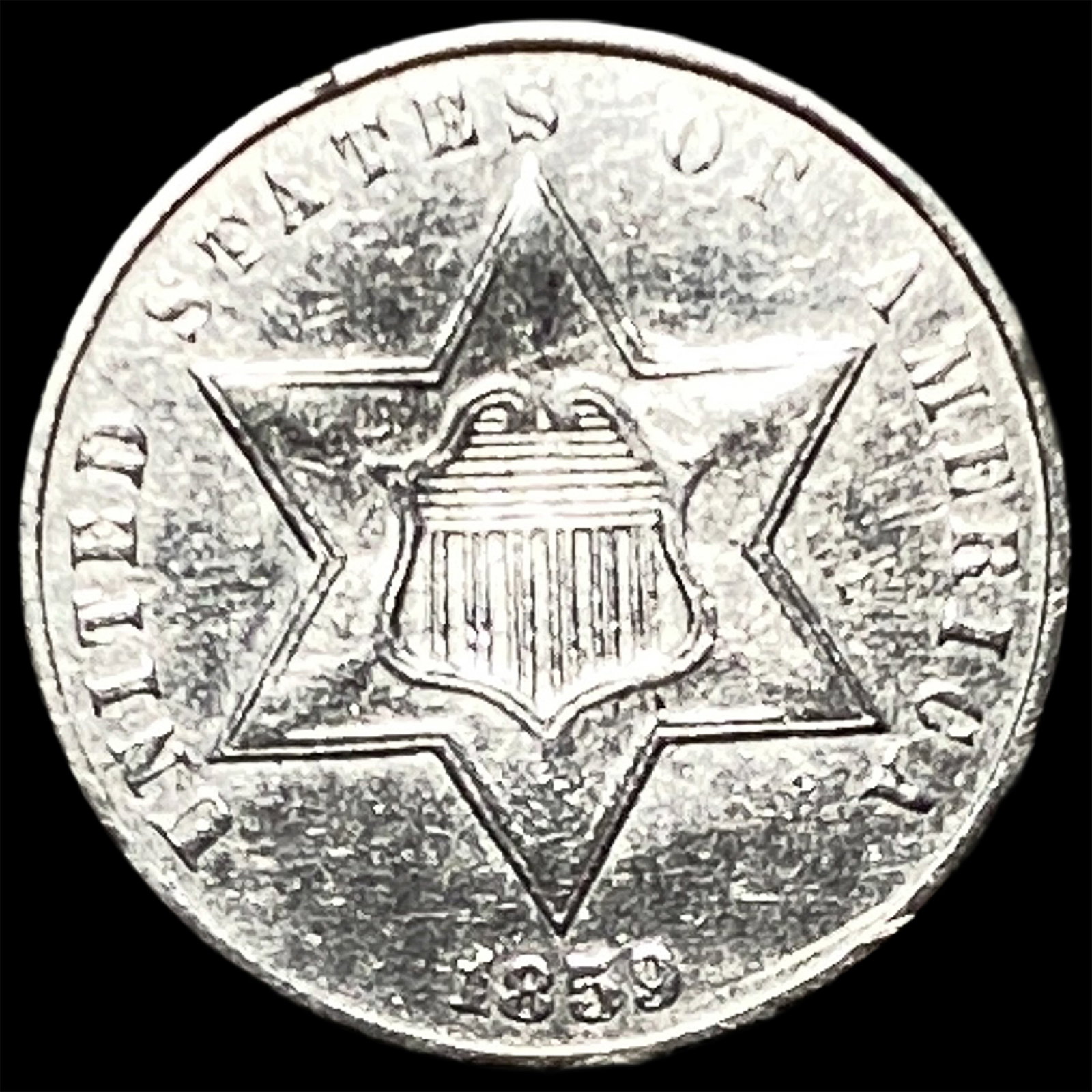 1859 Silver Three-Cent Piece HIGH GRADE: 1859 Silver Three-Cent Piece HIGH GRADE