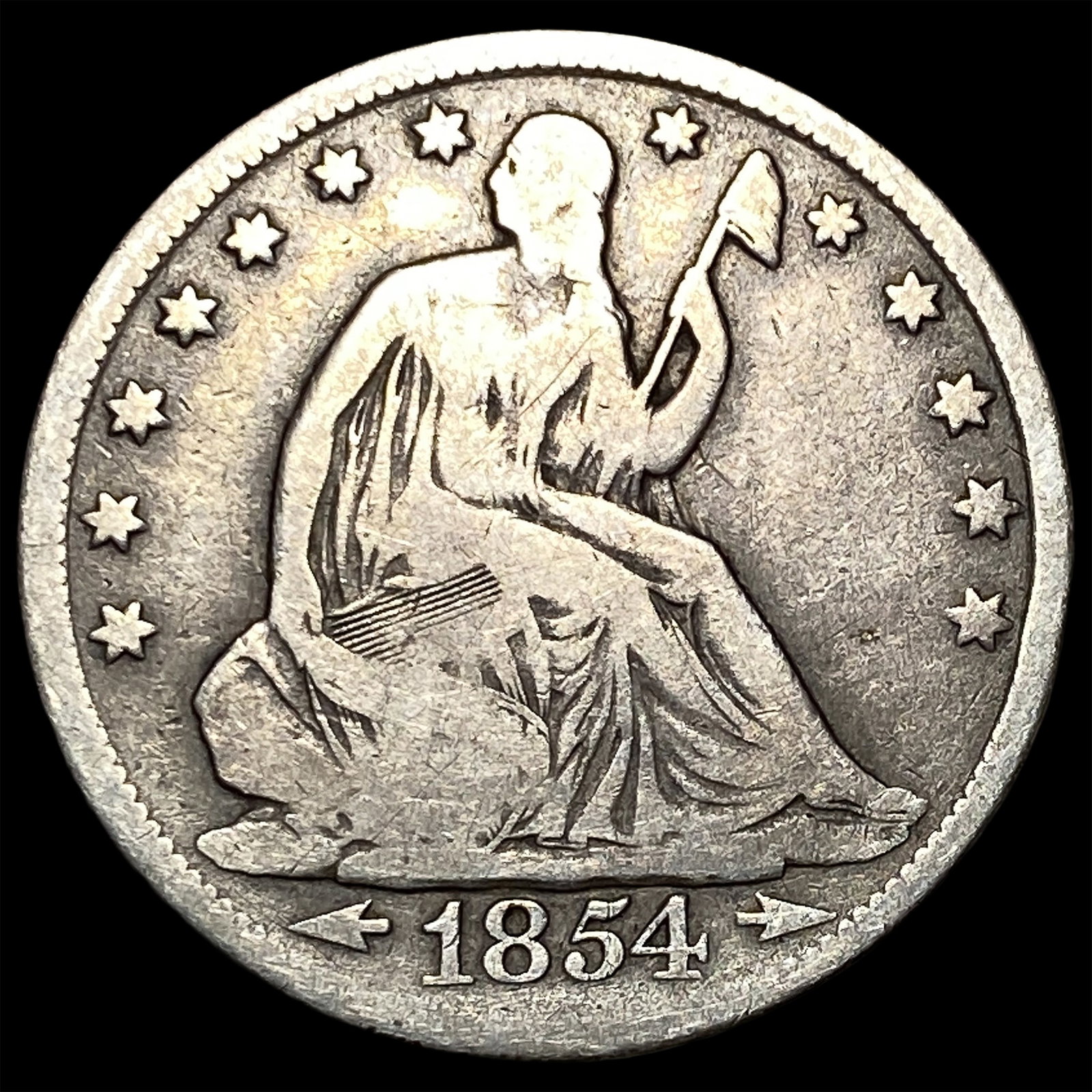 1854 Silver Half Dollar (Arrows) LIGHTLY CIRCULATED: 1854 Silver Half Dollar (Arrows) LIGHTLY CIRCULATED