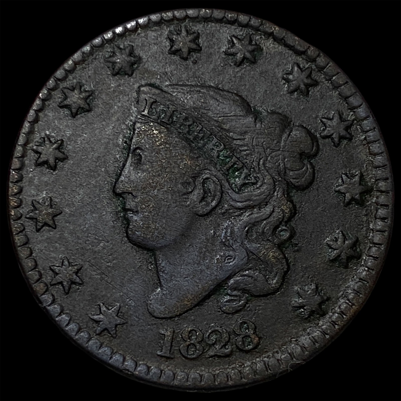 1828 Coronet Head Large Cent NEARLY UNCIRCULATED