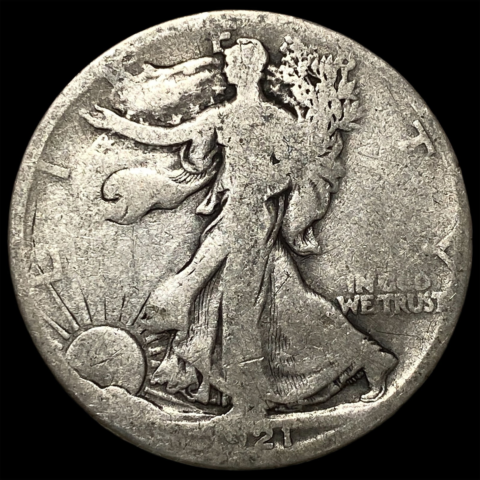 1921-S Silver Walking Liberty Half Dollar NICELY CIRCULATED