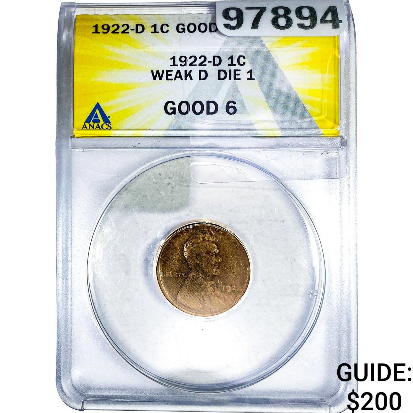 1922-D Wheat Cent ANACS G6 Weak D Die 1 (1 of 2)