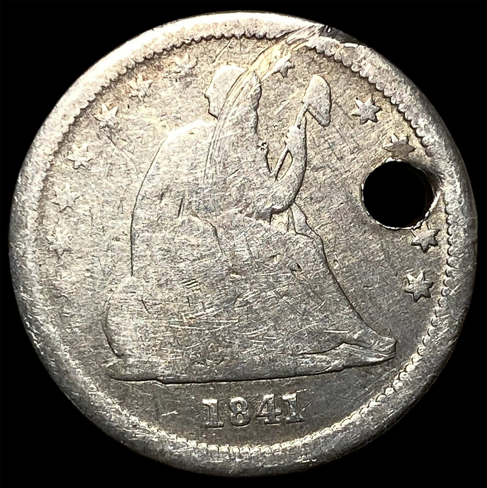 1841 Seated Liberty Quarter (holed) HIGH GRADE (1 of 2)