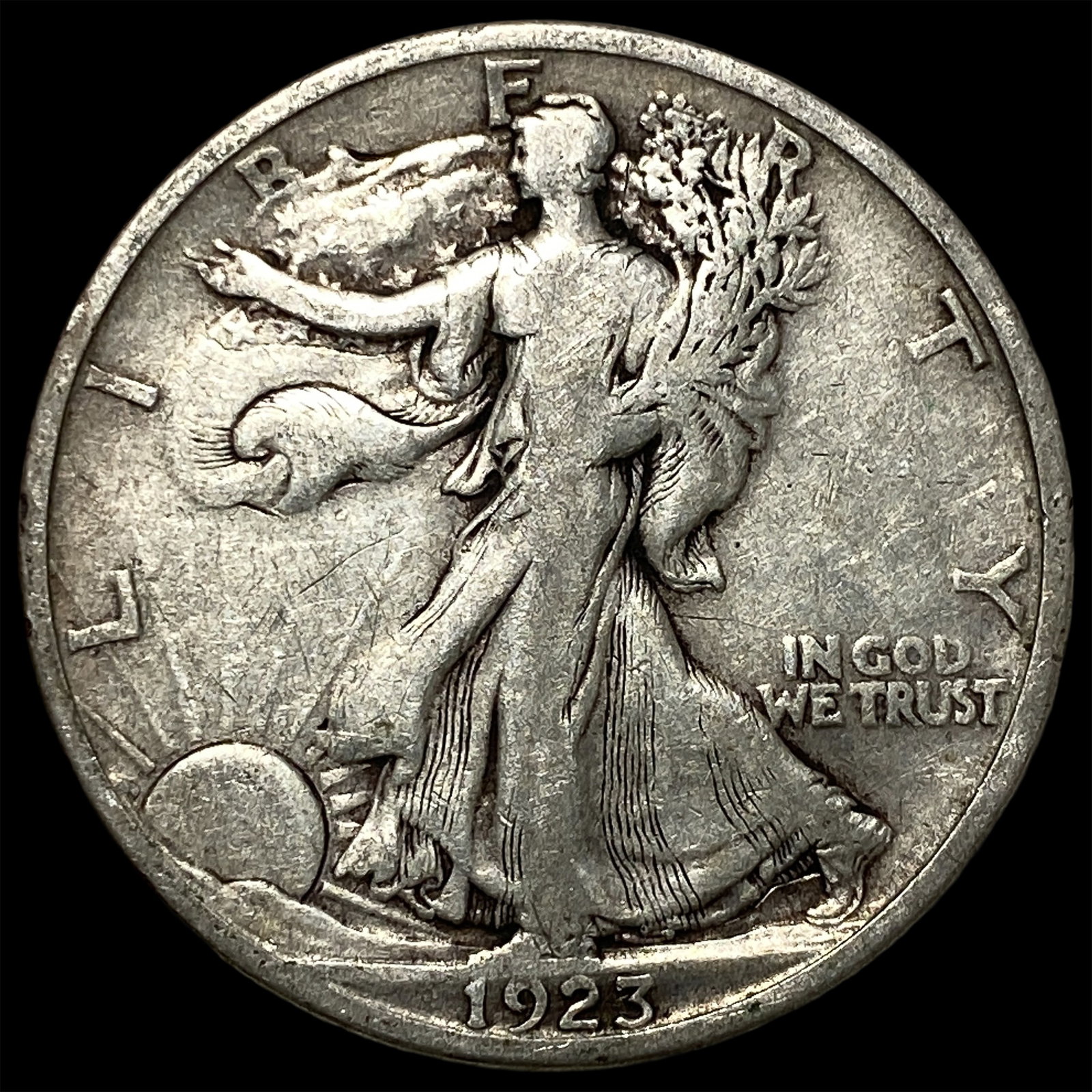 1923-S Silver Walking Liberty Half Dollar NEARLY UNCIRCULATED: 1923-S Silver Walking Liberty Half Dollar NEARLY UNCIRCULATED
