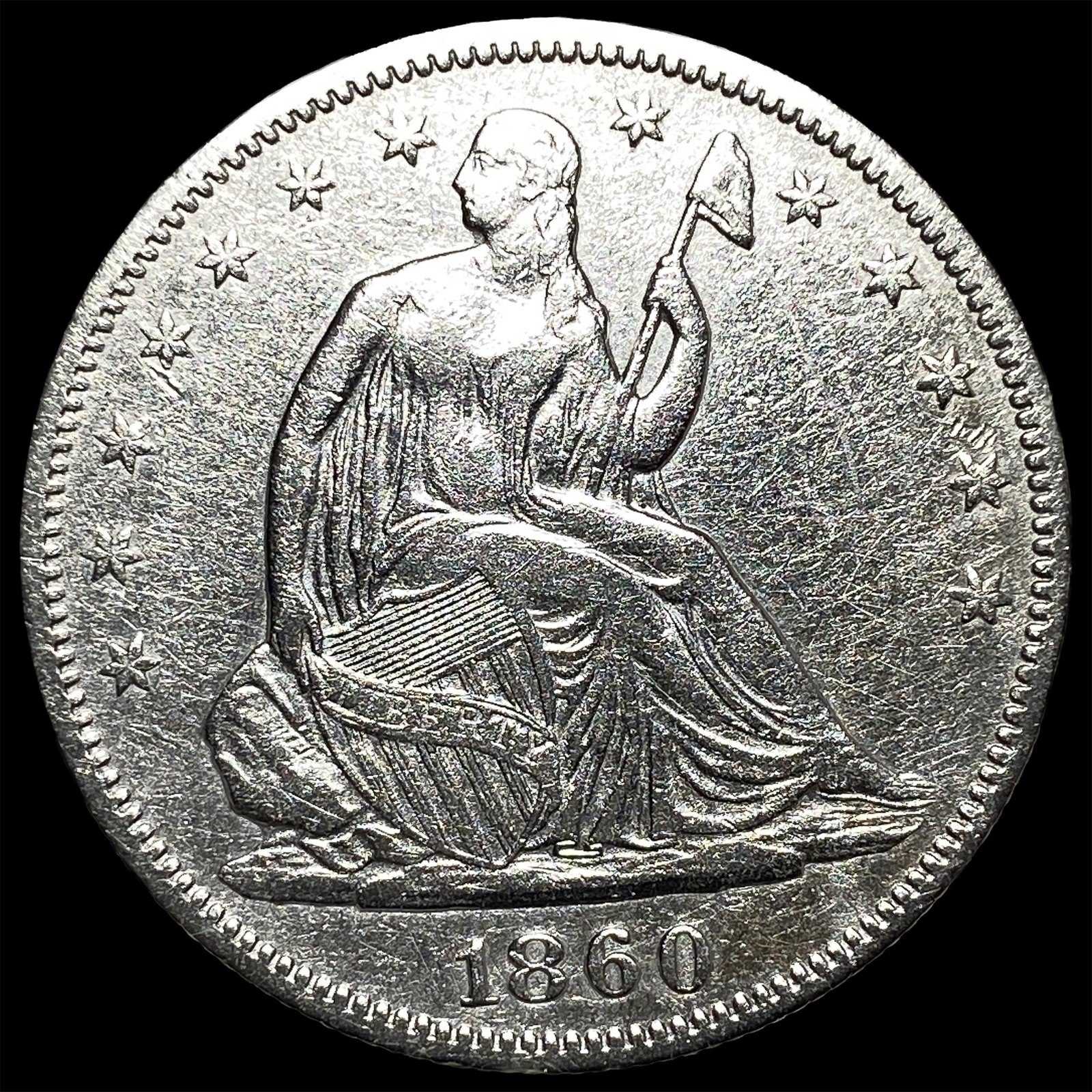 1860 Seated Liberty Half Dollar CLOSELY UNCIRCULATED: 1860 Seated Liberty Half Dollar CLOSELY UNCIRCULATED