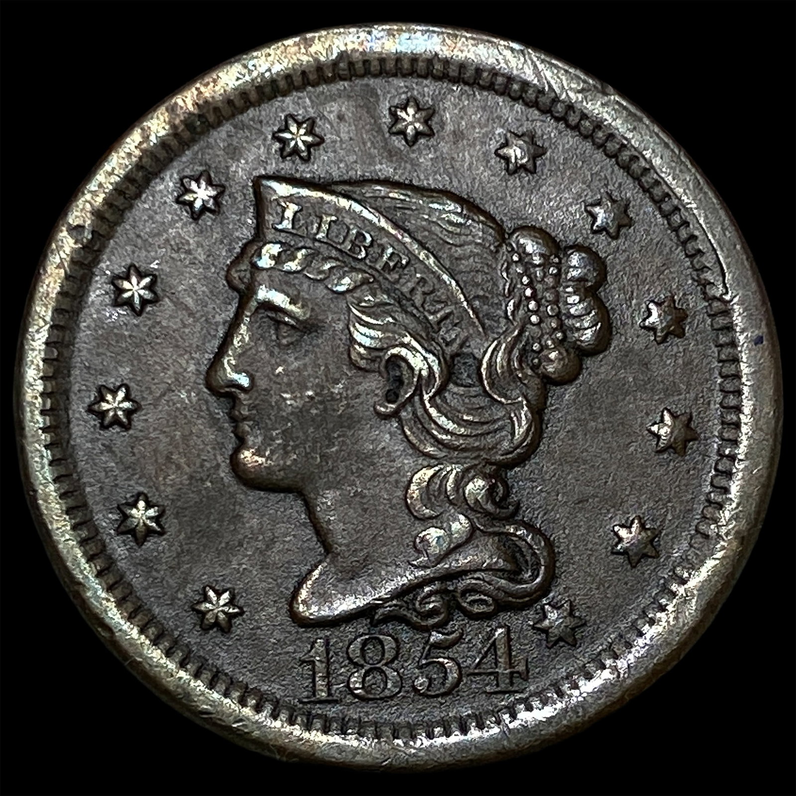 1854 Braided Hair Large Cent UNCIRCULATED (1 of 2)