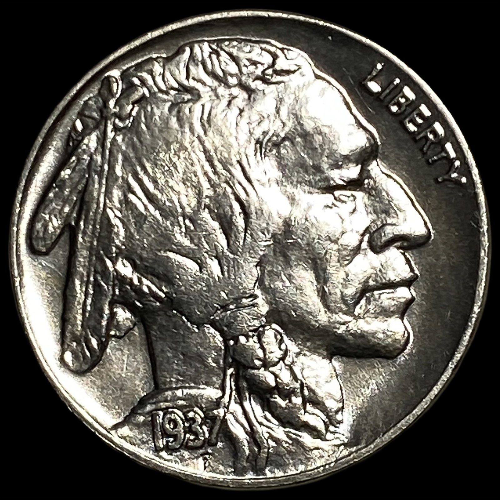 1937-D Nickel Buffalo Five Cents ABOUT UNCIRCULATED: 1937-D Nickel Buffalo Five Cents ABOUT UNCIRCULATED