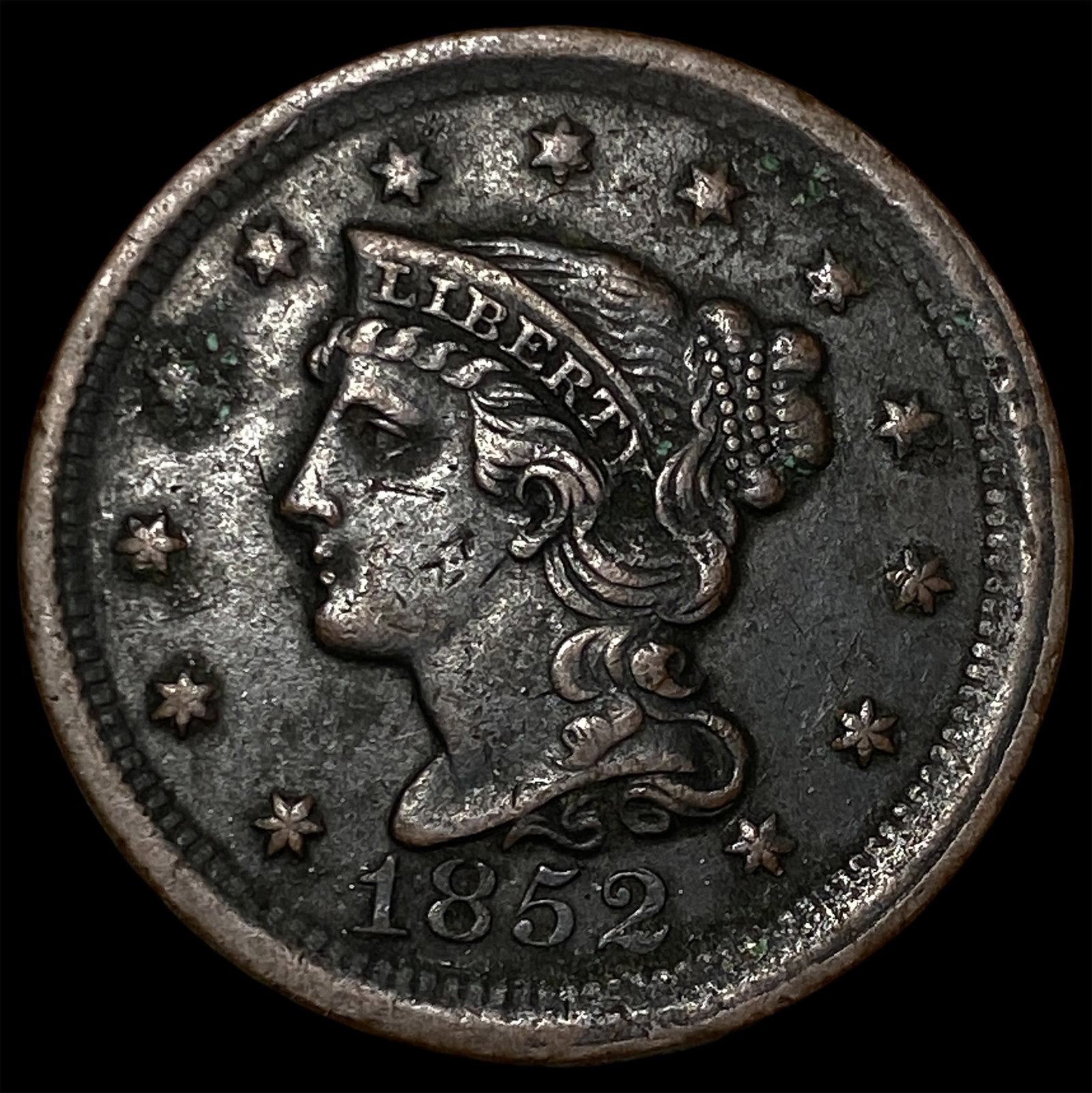 1852 Braided Hair Large Cent CLOSELY UNCIRCULATED: 1852 Braided Hair Large Cent CLOSELY UNCIRCULATED