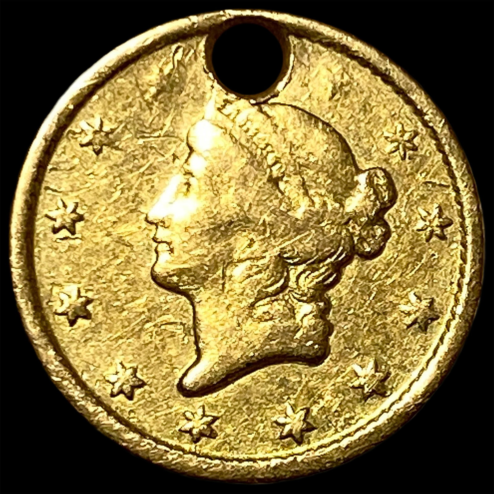 1853 Gold $1 Liberty Head (holed) HIGH GRADE: 1853 Gold $1 Liberty Head (holed) HIGH GRADE