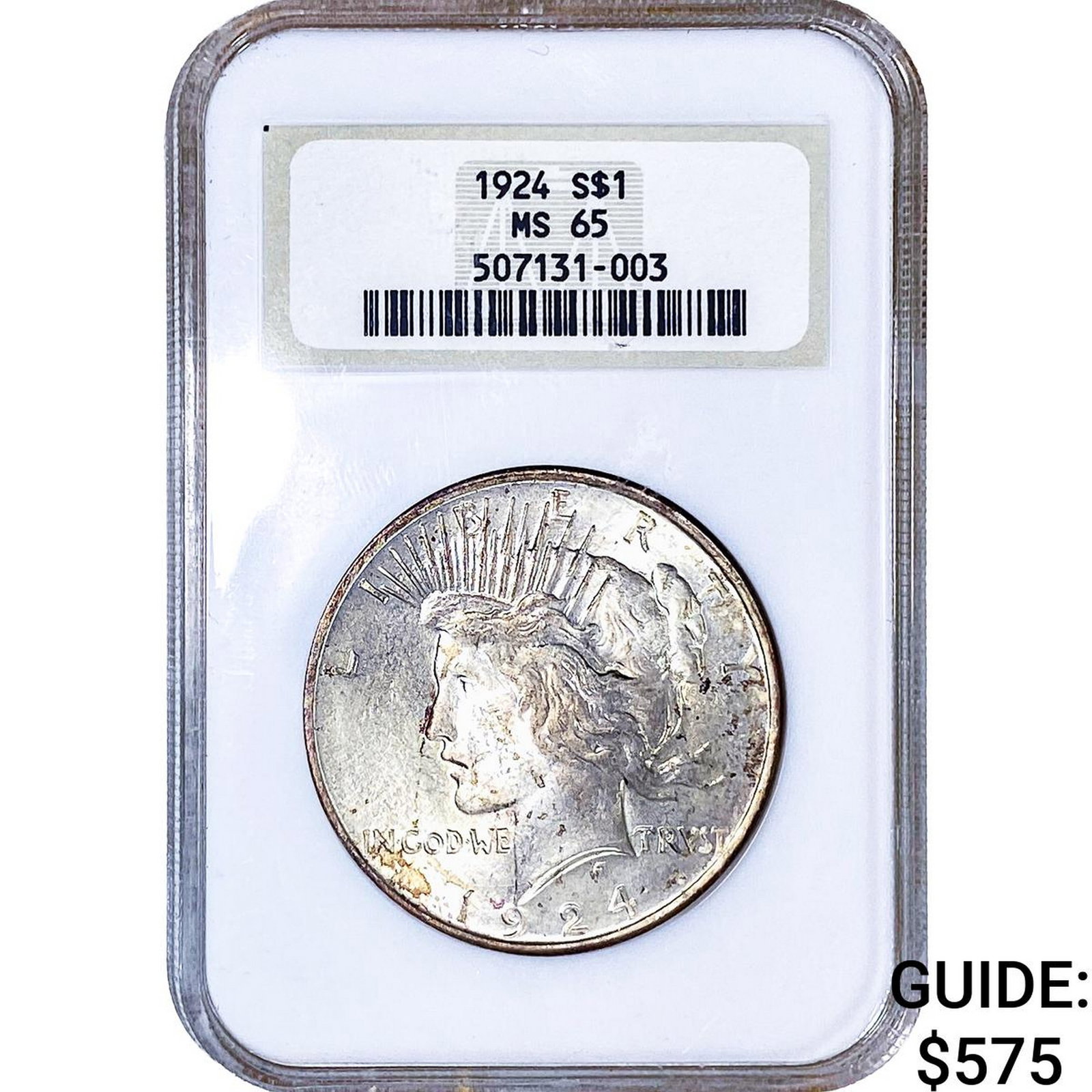 1924 Silver Peace Dollar NGC MS65: 1924 Silver Peace Dollar NGC MS65