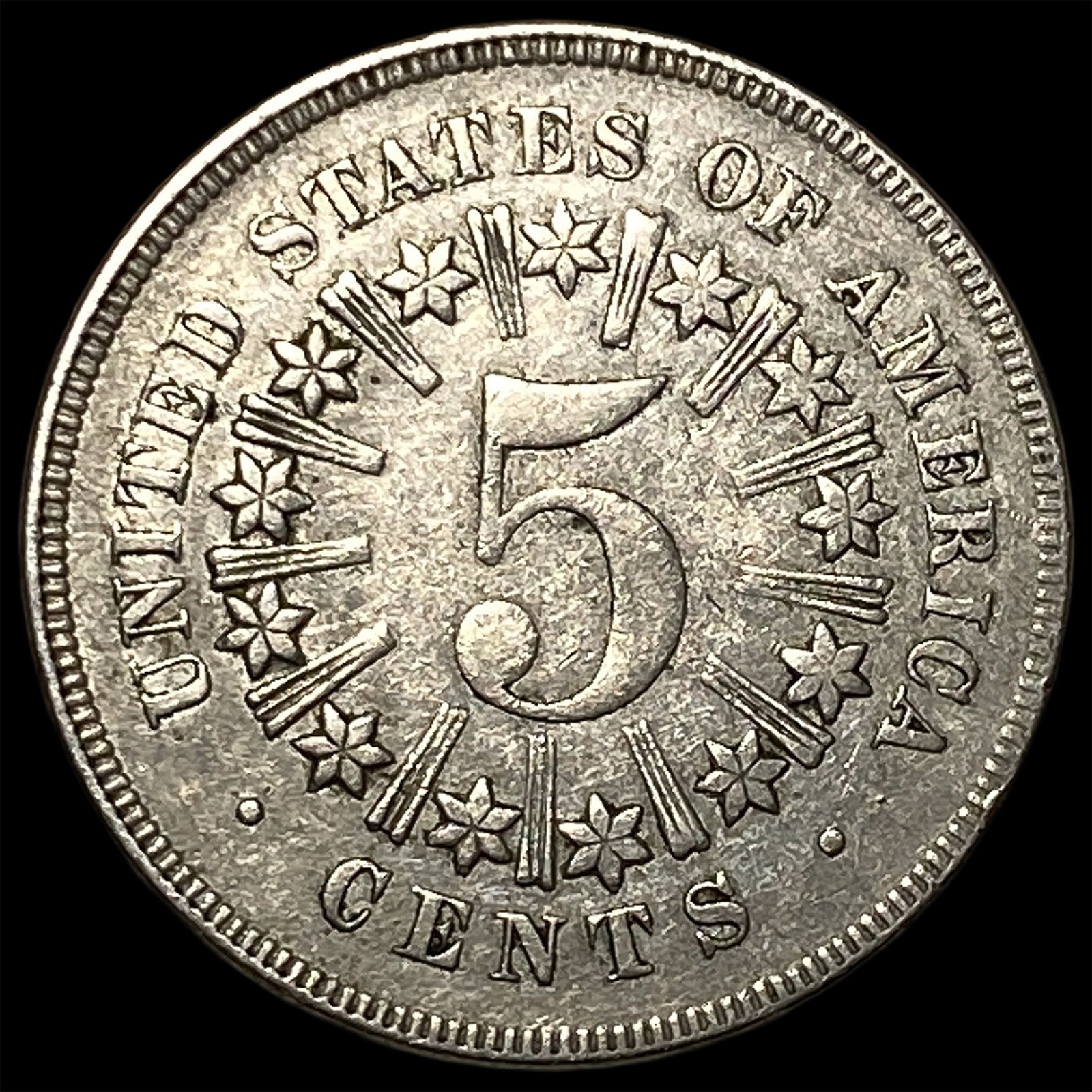 1867 RAYS Shield Nickel CLOSELY UNCIRCULATED - 2
