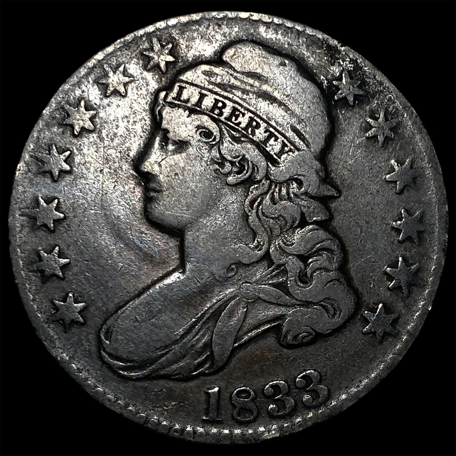 1833 Capped Bust Half Dollar ABOUT UNCIRCULATED: 1833 Capped Bust Half Dollar ABOUT UNCIRCULATED