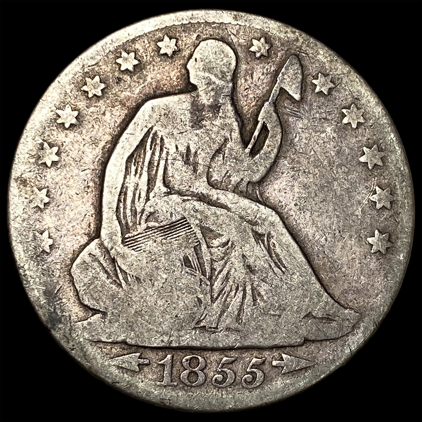 1855-O Silver Seated Liberty Half Dollar NICELY CIRCULATED: 1855-O Silver Seated Liberty Half Dollar NICELY CIRCULATED