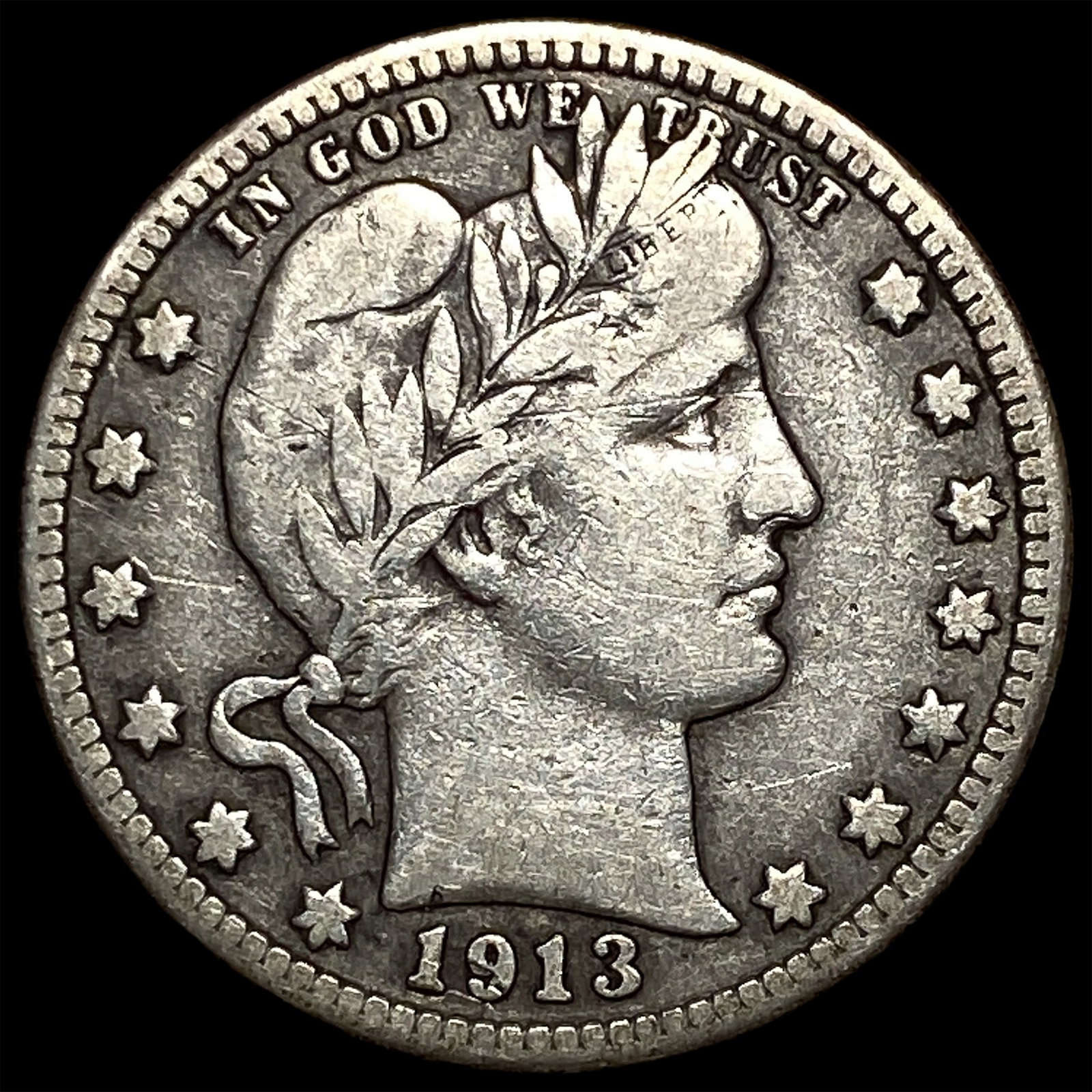 1913-D Silver Barber Quarter LIGHTLY CIRCULATED: 1913-D Silver Barber Quarter LIGHTLY CIRCULATED