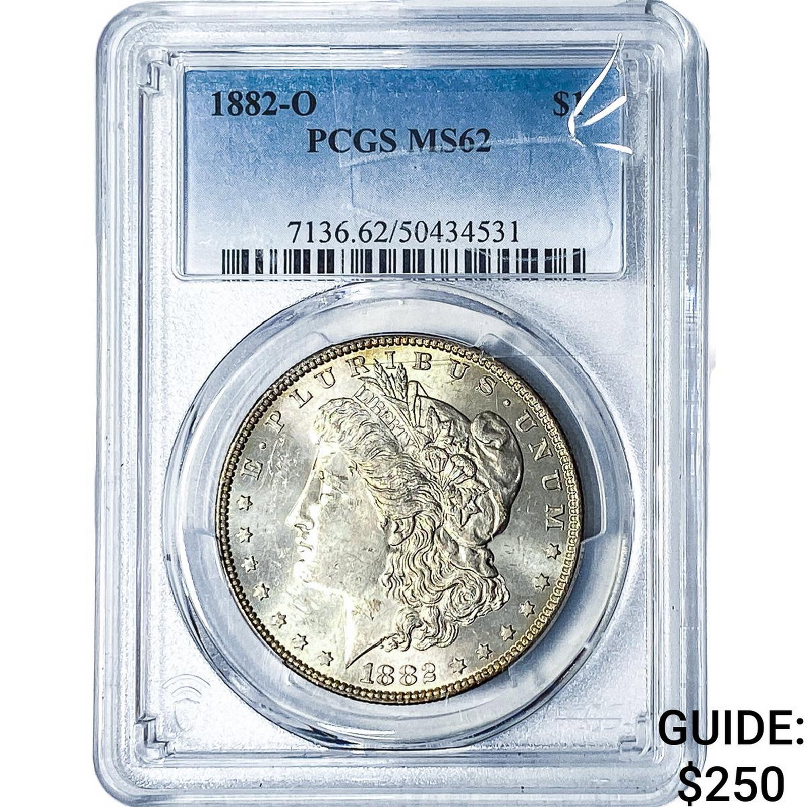 1882-O Morgan Silver Dollar PCGS MS62: 1882-O Morgan Silver Dollar PCGS MS62