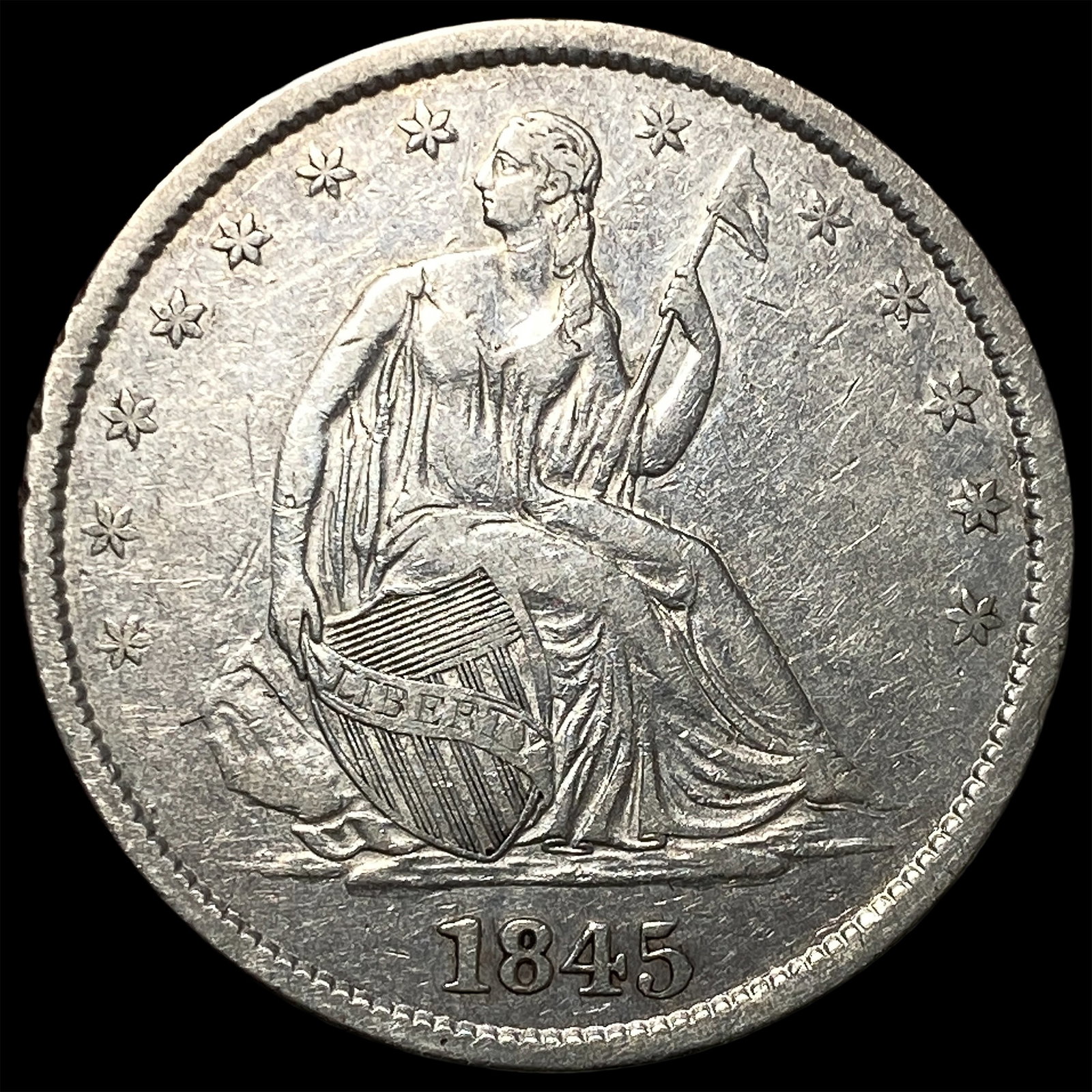 1845-O Silver Half Dollar NEARLY UNCIRCULATED: 1845-O Silver Half Dollar NEARLY UNCIRCULATED