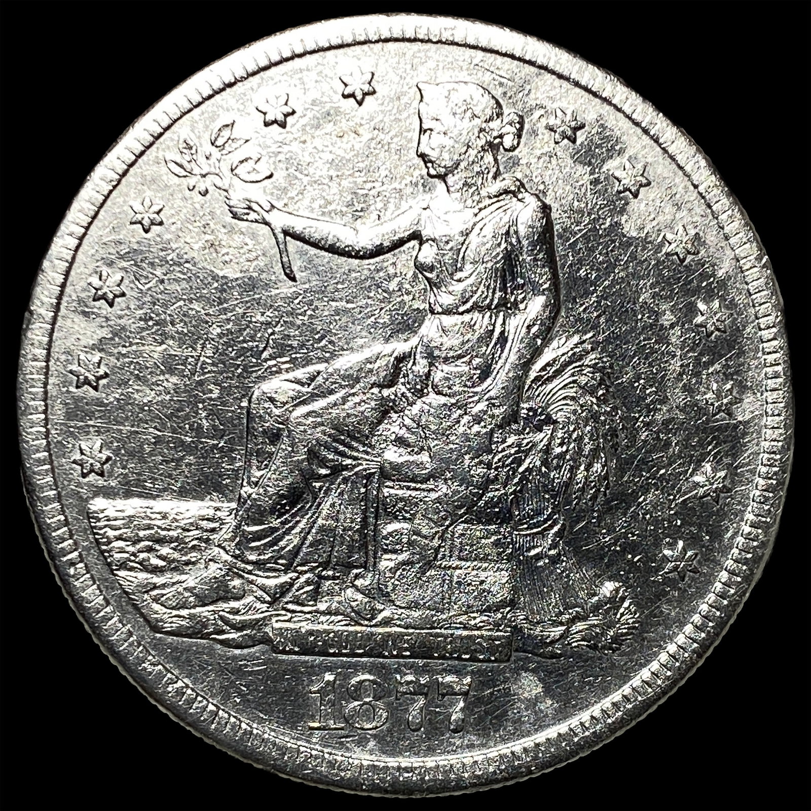 1877-S Silver Trade Dollar CLOSELY UNCIRCULATED: 1877-S Silver Trade Dollar CLOSELY UNCIRCULATED