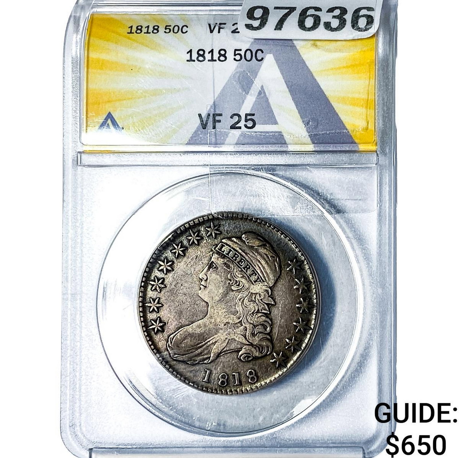 1818 Capped Bust Half Dollar ANACS VF25: 1818 Capped Bust Half Dollar ANACS VF25