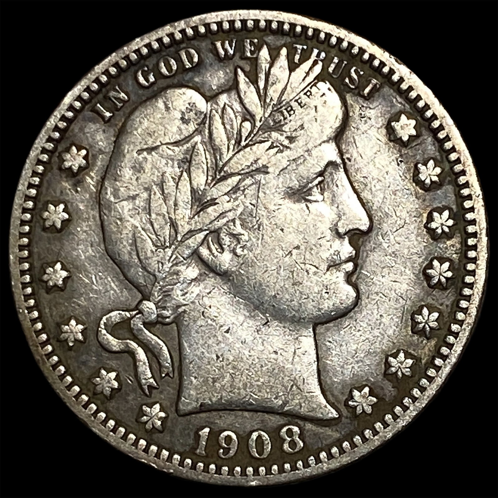 1908-S Silver Barber Quarter NEARLY UNCIRCULATED