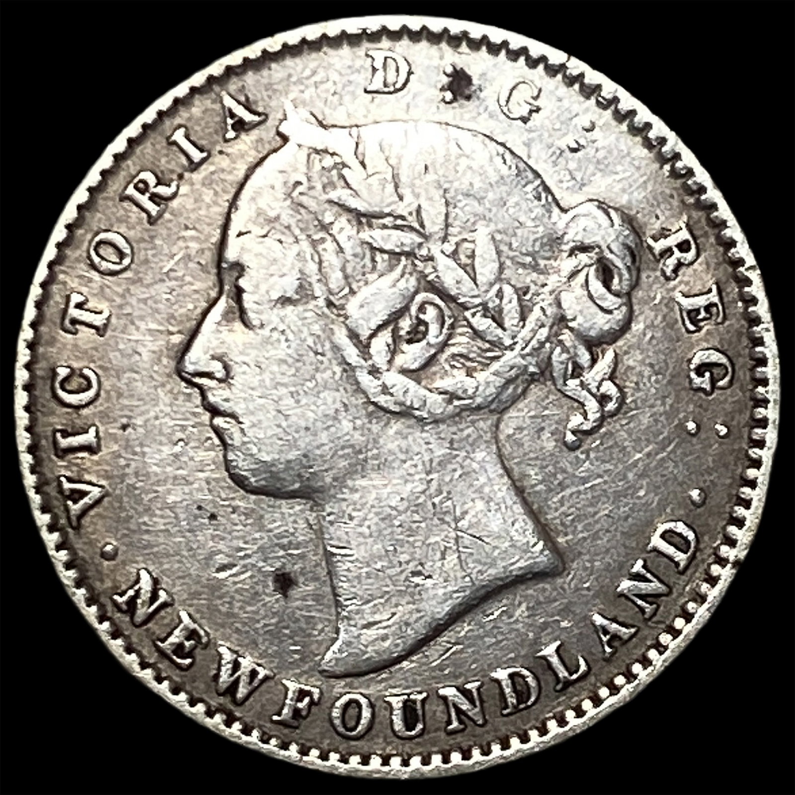 1888 Newfoundland Silver 10 Cents ABOUT UNCIRCULATED