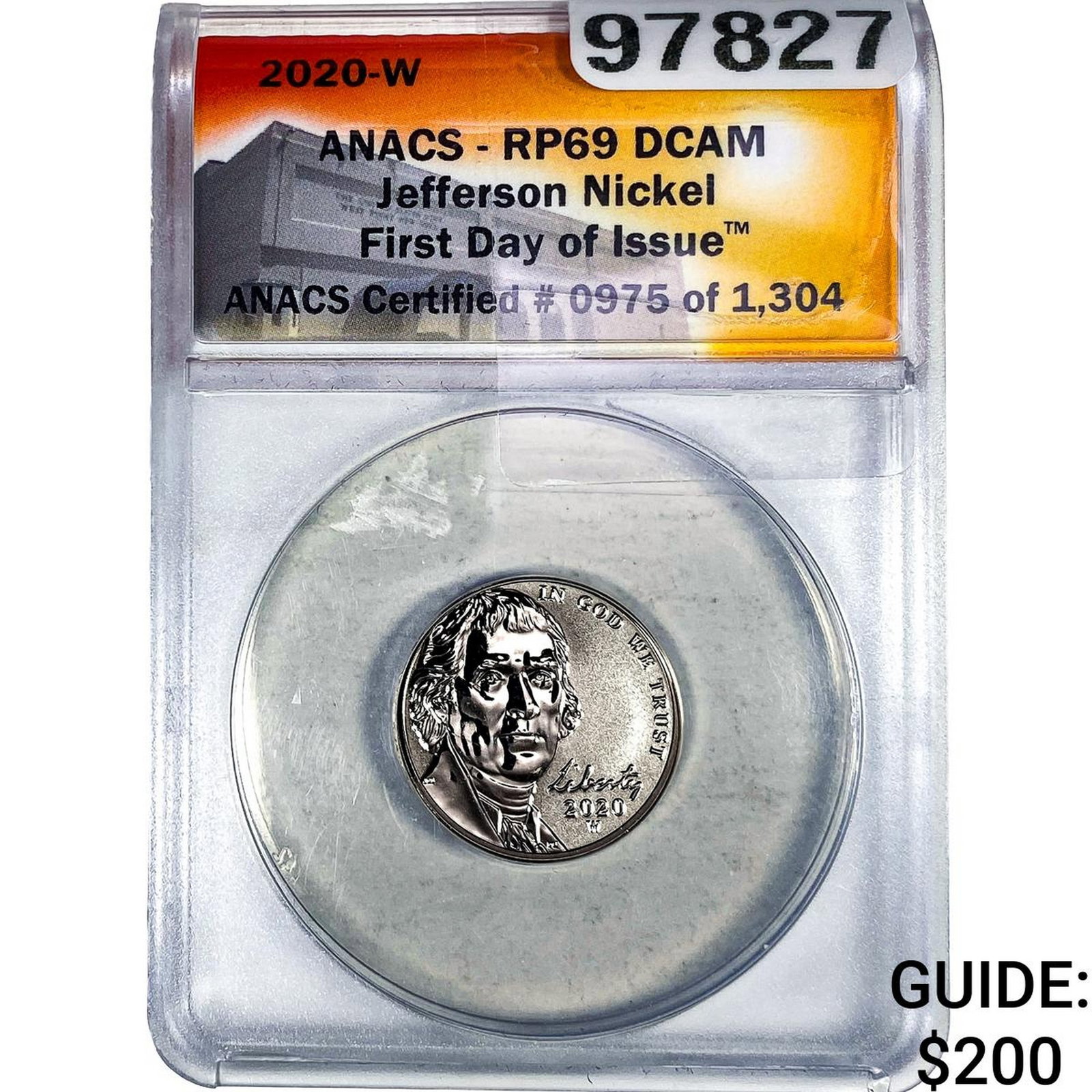 2020-W Jefferson Nickel ANACS RP69 DCAM: 2020-W Jefferson Nickel ANACS RP69 DCAM