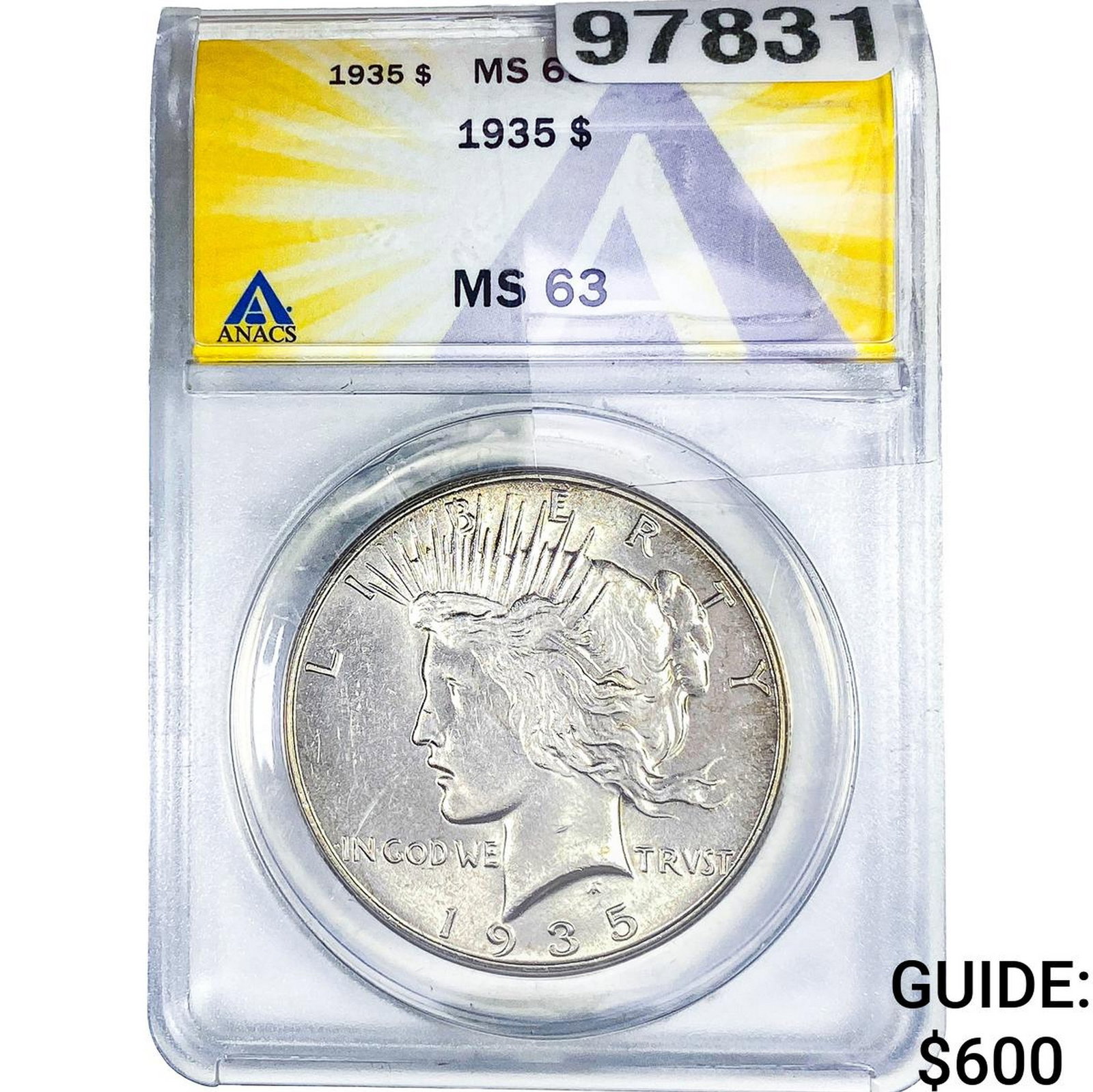 1935 Silver Peace Dollar ANACS MS63: 1935 Silver Peace Dollar ANACS MS63