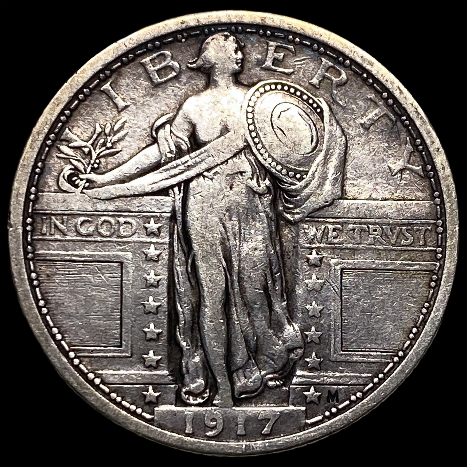 1917 Type 1 Standing Liberty Quarter CLOSELY UNCIRCULATED: 1917 Type 1 Standing Liberty Quarter CLOSELY UNCIRCULATED