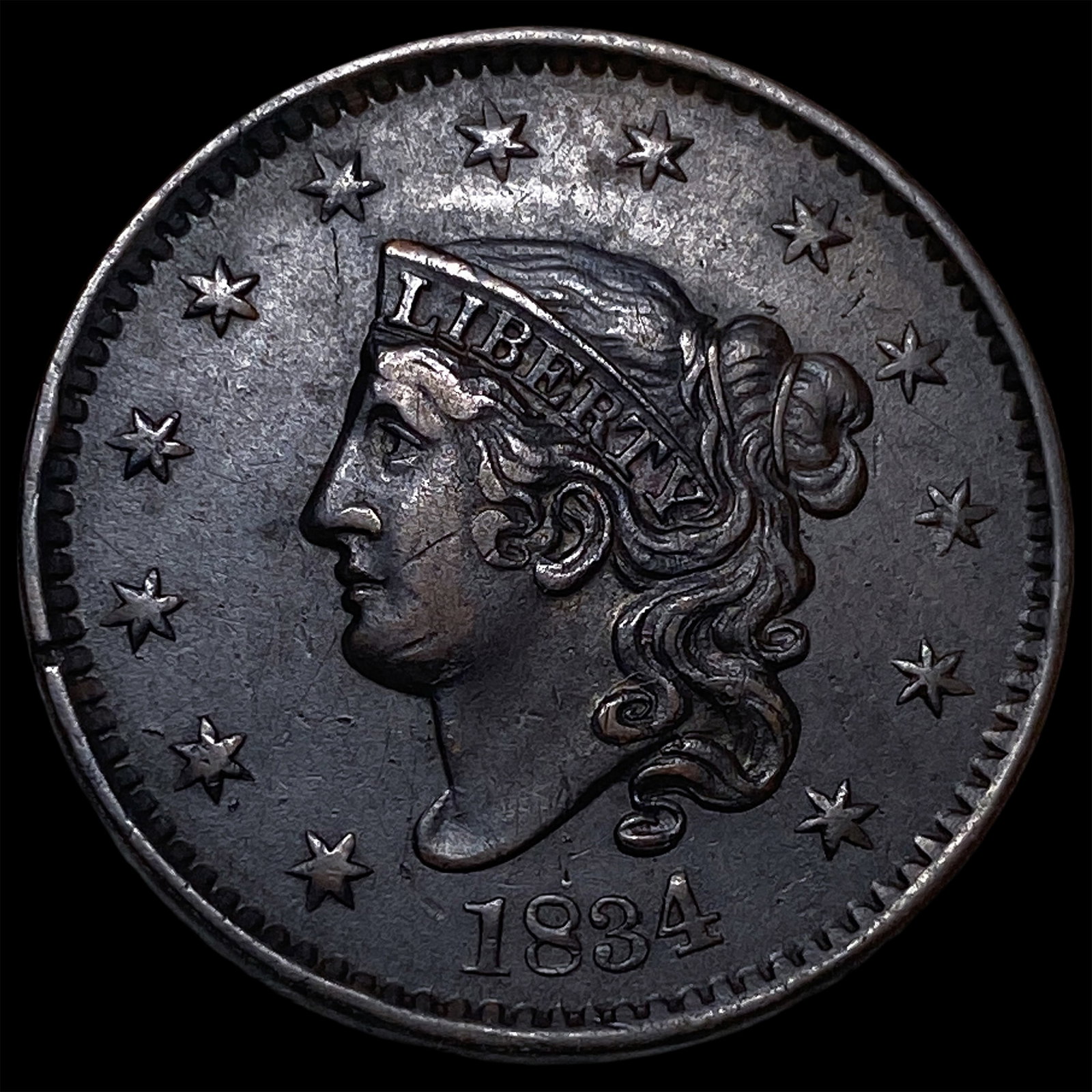 1834 Coronet Head Large Cent UNCIRCULATED: 1834 Coronet Head Large Cent UNCIRCULATED