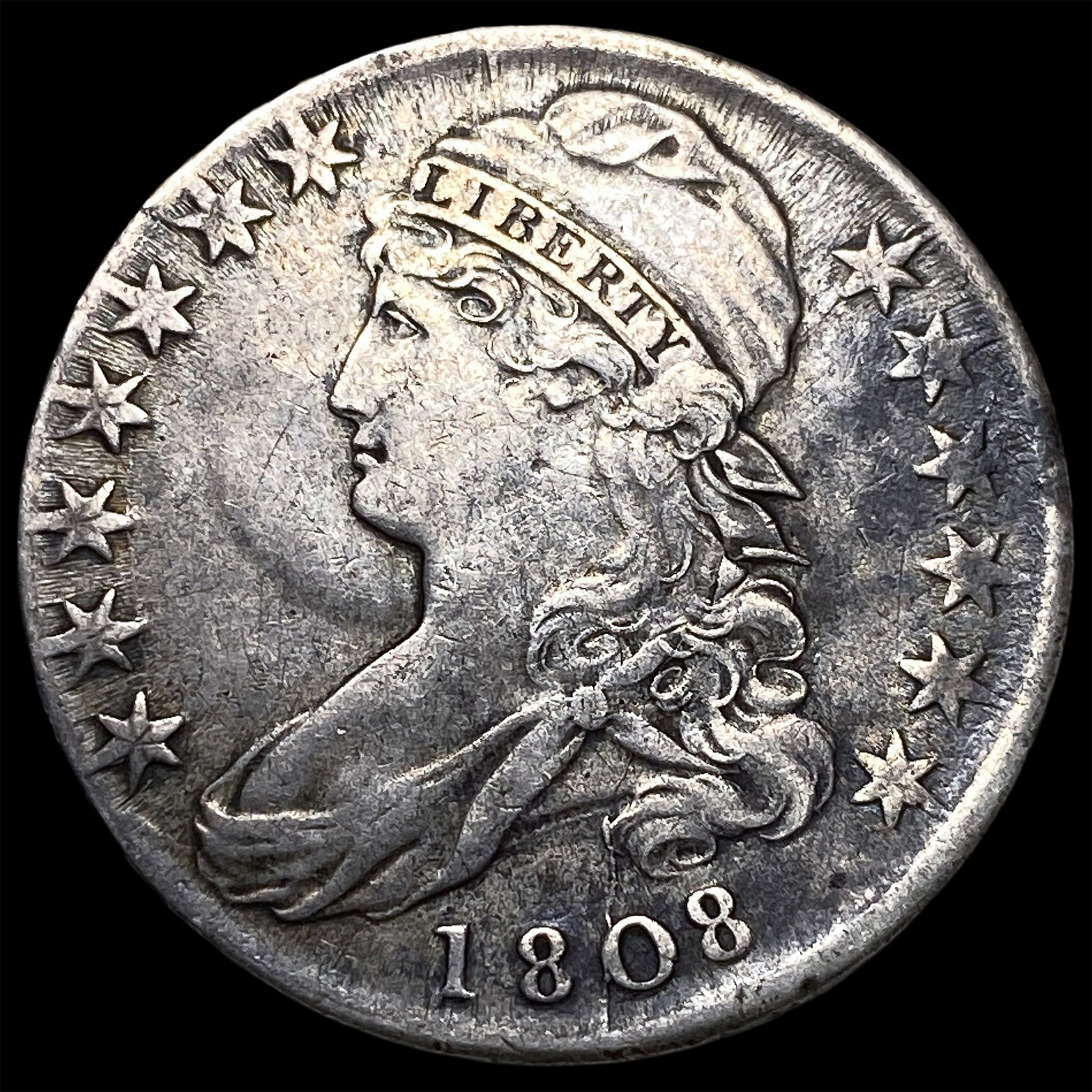 1808 Silver Capped Bust Half Dollar ABOUT UNCIRCULATED: 1808 Silver Capped Bust Half Dollar ABOUT UNCIRCULATED