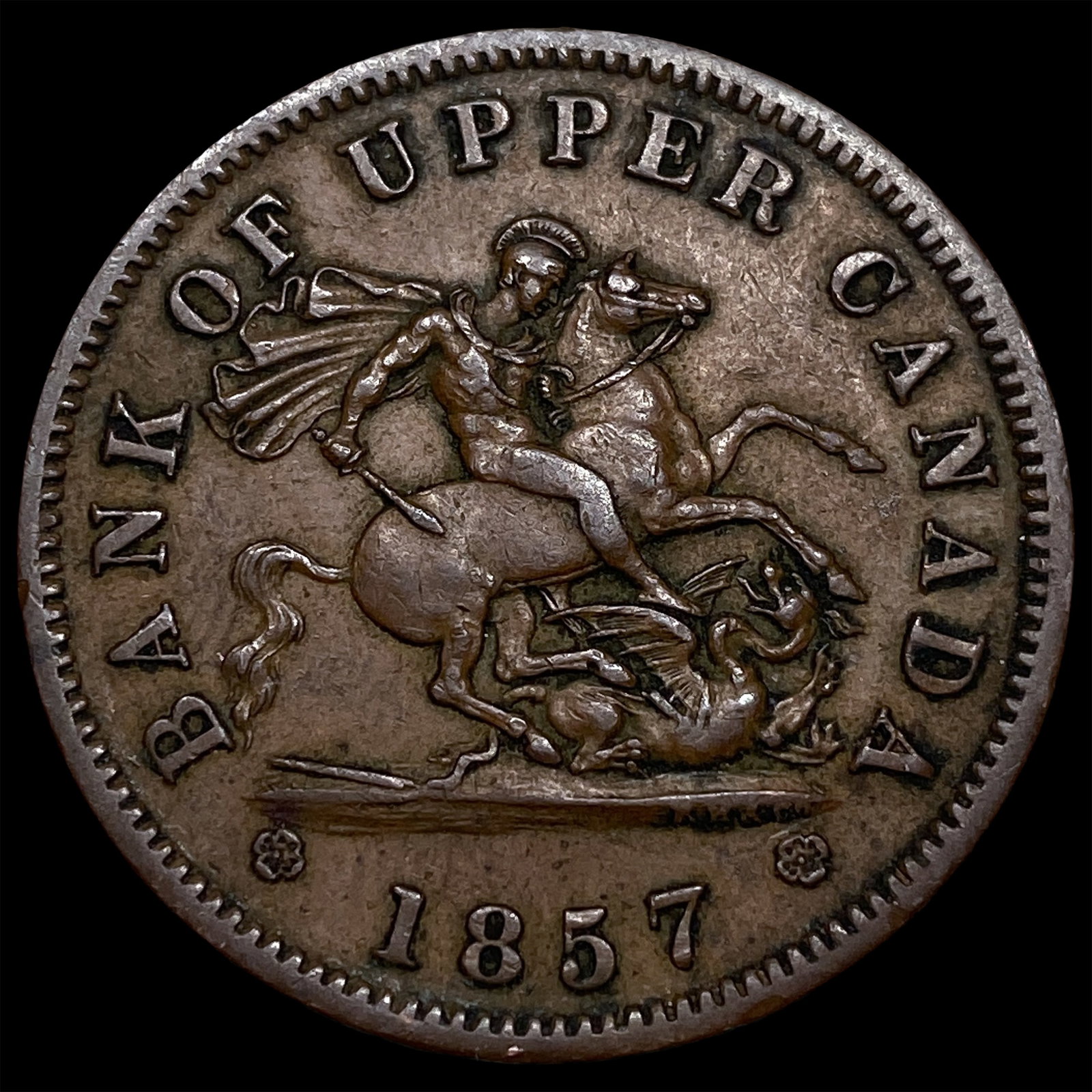 1857 Bank of Upper Canada One Penny Token NEARLY UNCIRCULATED (1 of 2)