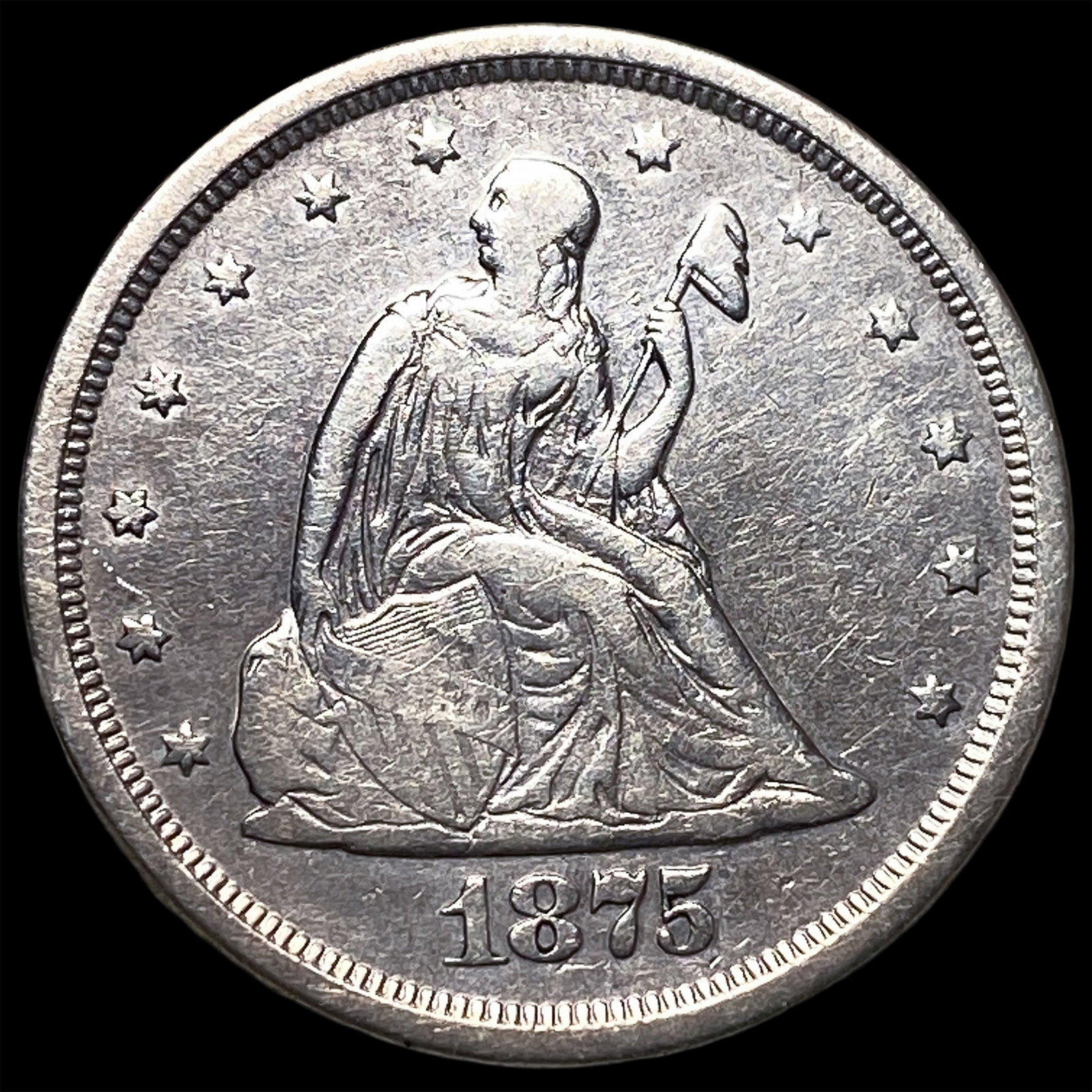 1875-S Silver Twenty Cents CLOSELY UNCIRCULATED: 1875-S Silver Twenty Cents CLOSELY UNCIRCULATED