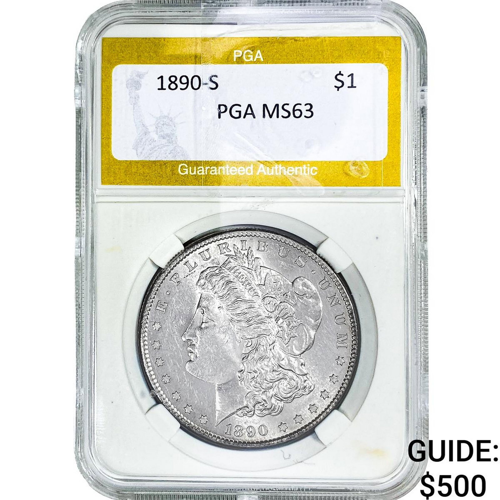 1890-S Morgan Silver Dollar PGA MS63: 1890-S Morgan Silver Dollar PGA MS63