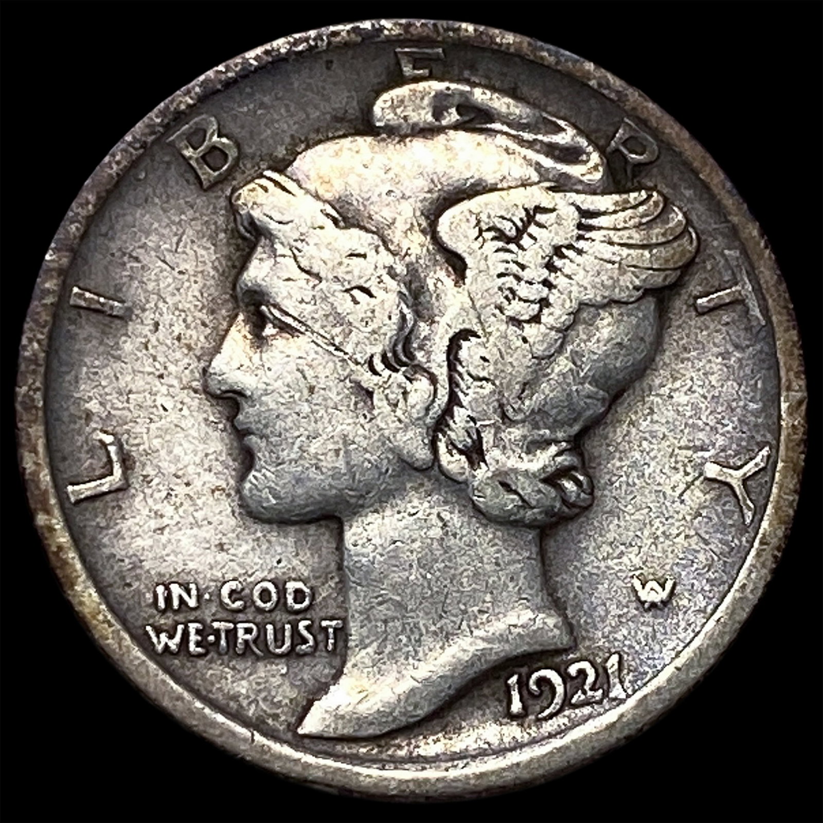 1921 Silver Mercury Dime ABOUT UNCIRCULATED: 1921 Silver Mercury Dime ABOUT UNCIRCULATED