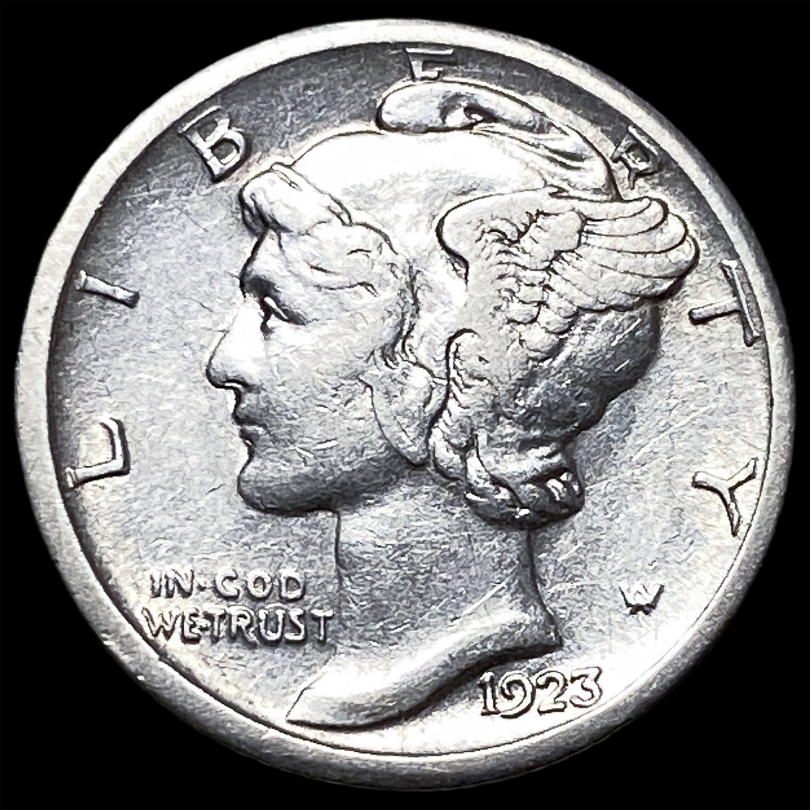 1923-S Silver Mercury Dime CHOICE AU: 1923-S Silver Mercury Dime CHOICE AU