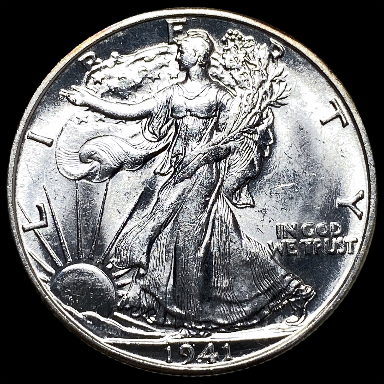 1941-D Silver Walking Liberty Half Dollar CLOSELY UNCIRCULATED: 1941-D Silver Walking Liberty Half Dollar CLOSELY UNCIRCULATED