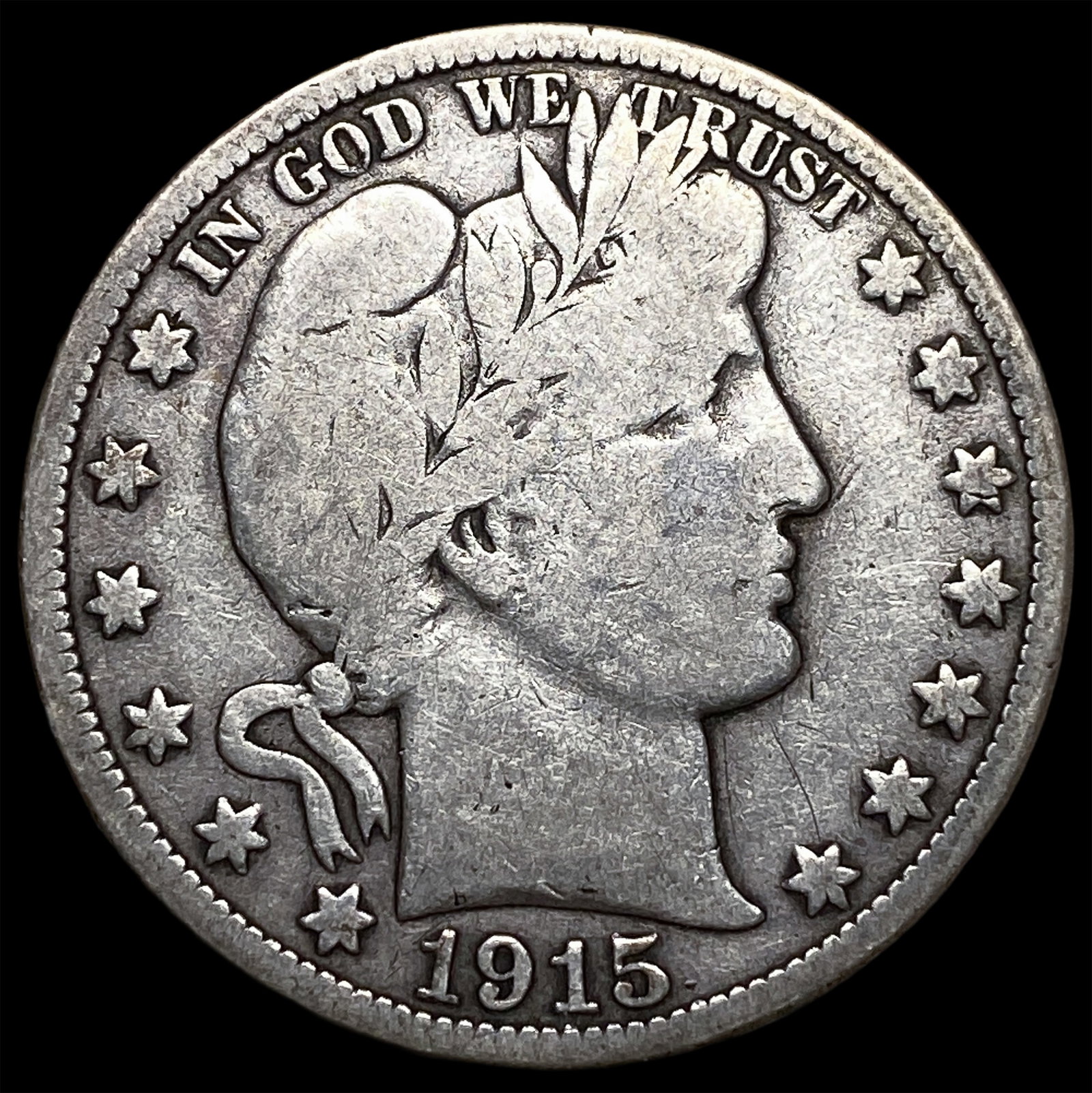 1915-S Silver Barber Half Dollar LIGHTLY CIRCULATED