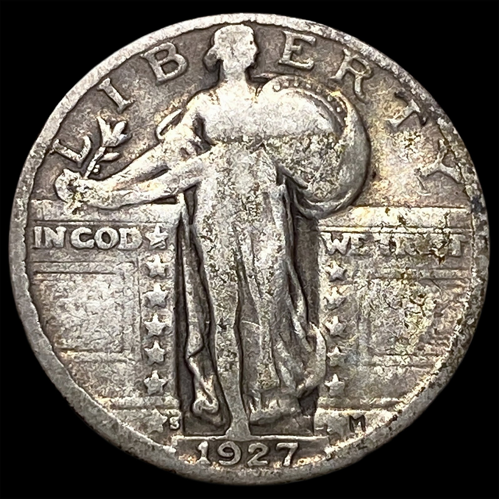 1927-S Silver Standing Liberty Quarter ABOUT UNCIRCULATED: 1927-S Silver Standing Liberty Quarter ABOUT UNCIRCULATED
