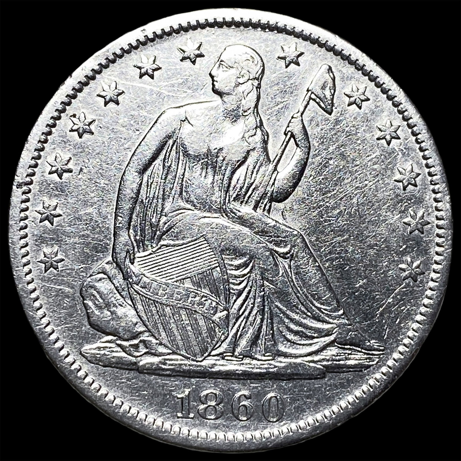 1860-S Silver Half Dollar CHOICE AU: 1860-S Silver Half Dollar CHOICE AU