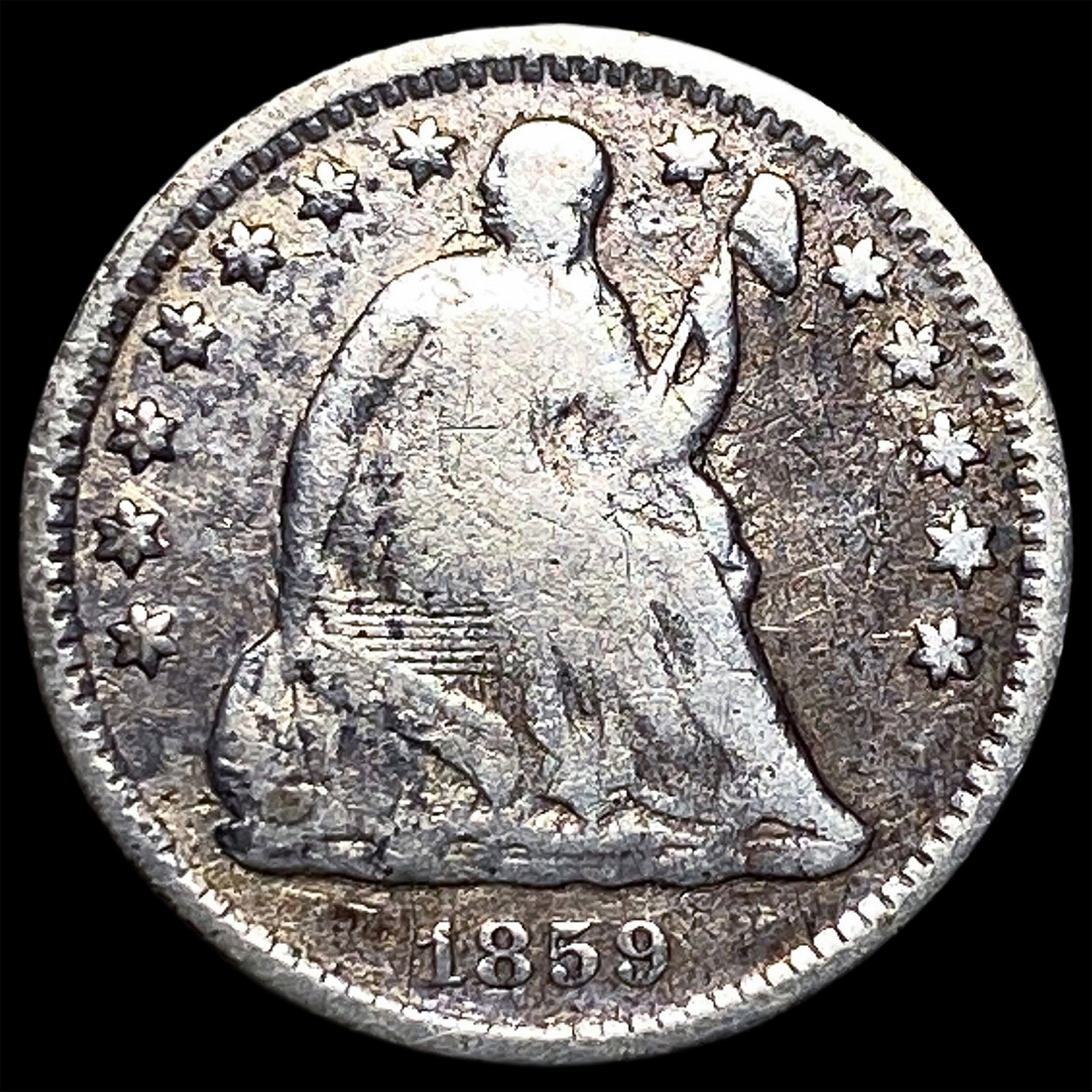 1859-D Silver Half Dime ABOUT UNCIRCULATED: 1859-D Silver Half Dime ABOUT UNCIRCULATED