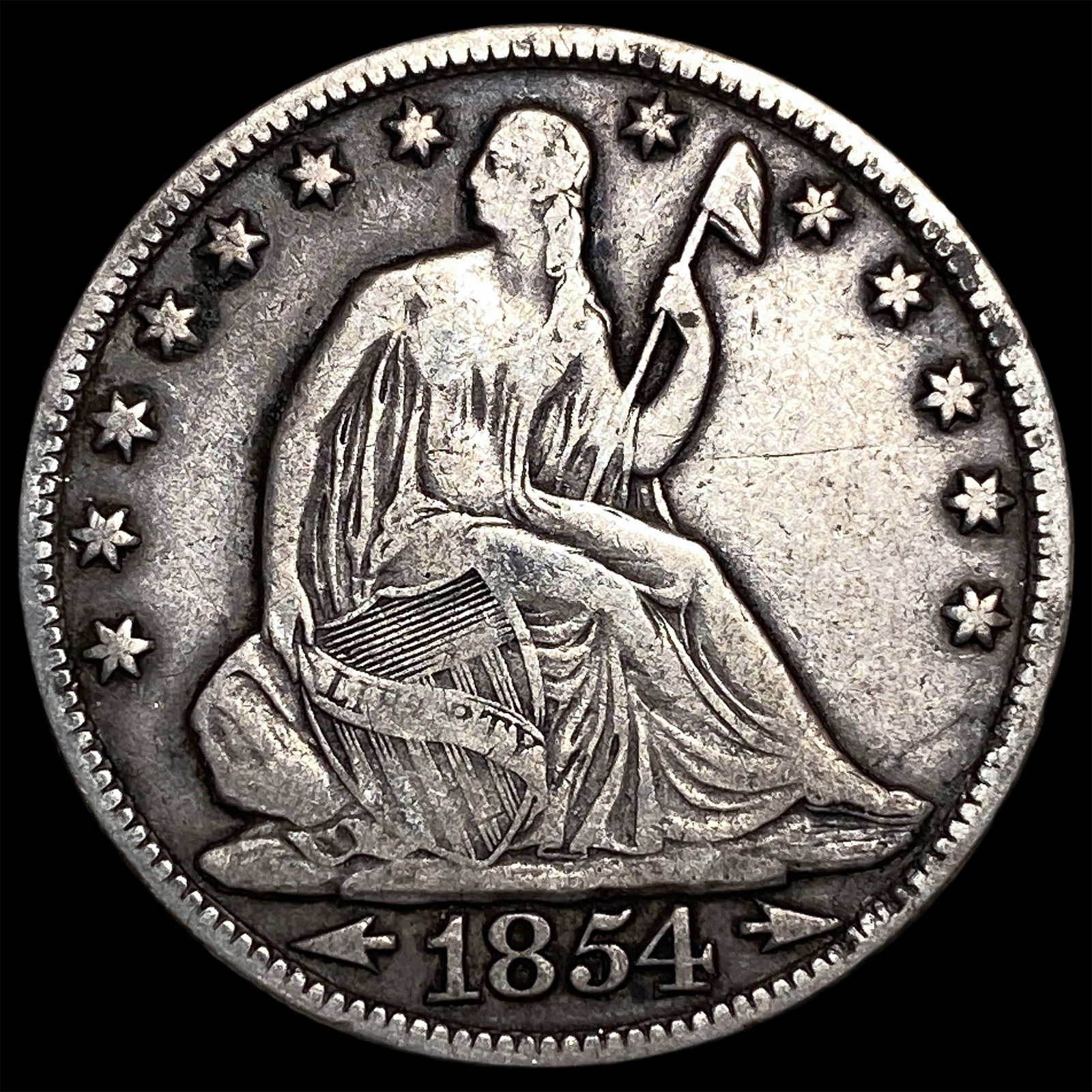 1854-O Silver Half Dollar NEARLY UNCIRCULATED: 1854-O Silver Half Dollar NEARLY UNCIRCULATED