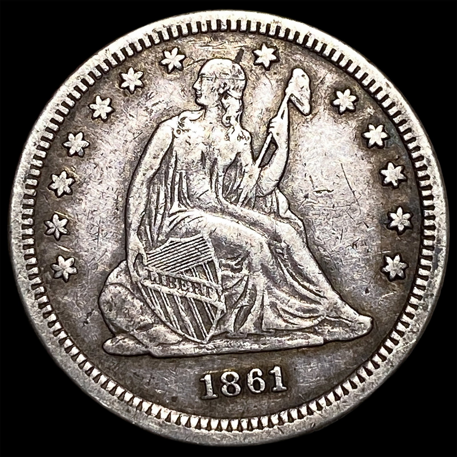 1861 Seated Liberty Quarter NEARLY UNCIRCULATED (1 of 2)