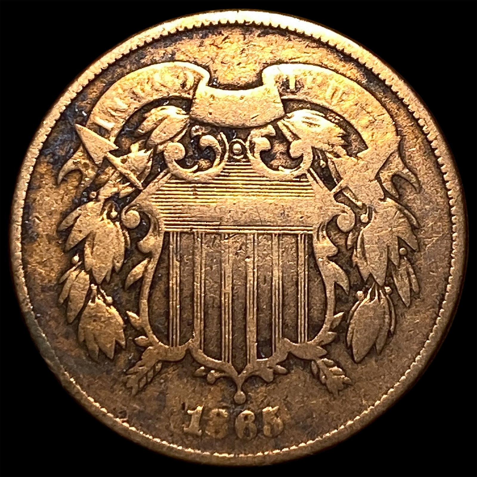 1865 Two-Cent Piece ABOUT UNCIRCULATED: 1865 Two-Cent Piece ABOUT UNCIRCULATED