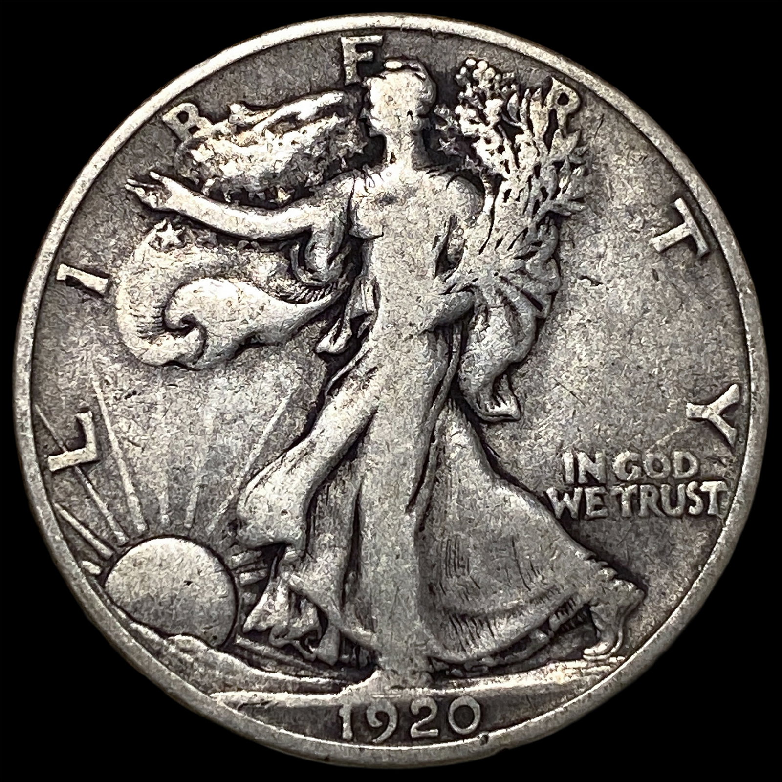 1920-S Silver Walking Liberty Half Dollar NEARLY UNCIRCULATED: 1920-S Silver Walking Liberty Half Dollar NEARLY UNCIRCULATED