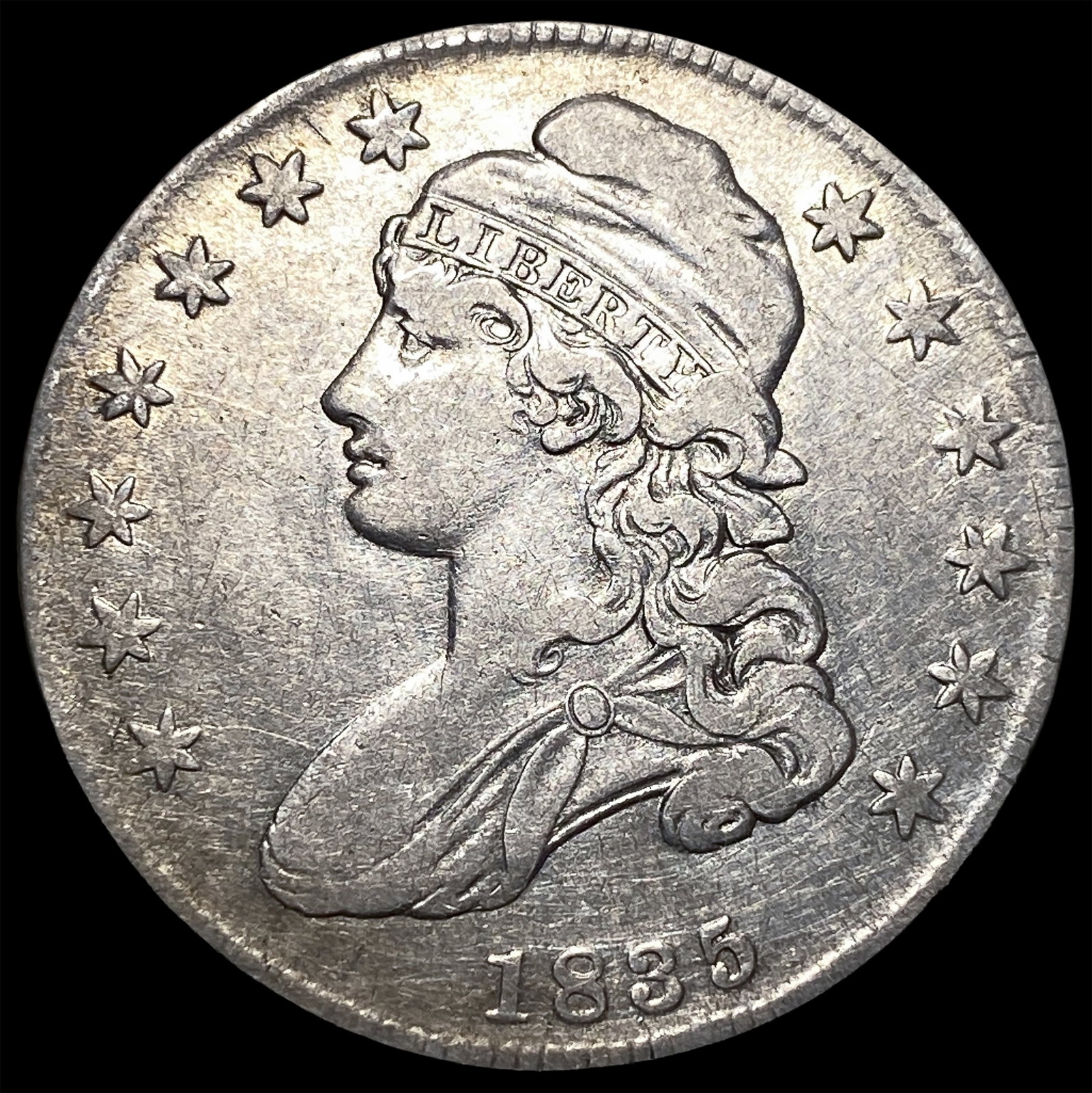 1835 Capped Bust Half Dollar CLOSELY UNCIRCULATED: 1835 Capped Bust Half Dollar CLOSELY UNCIRCULATED